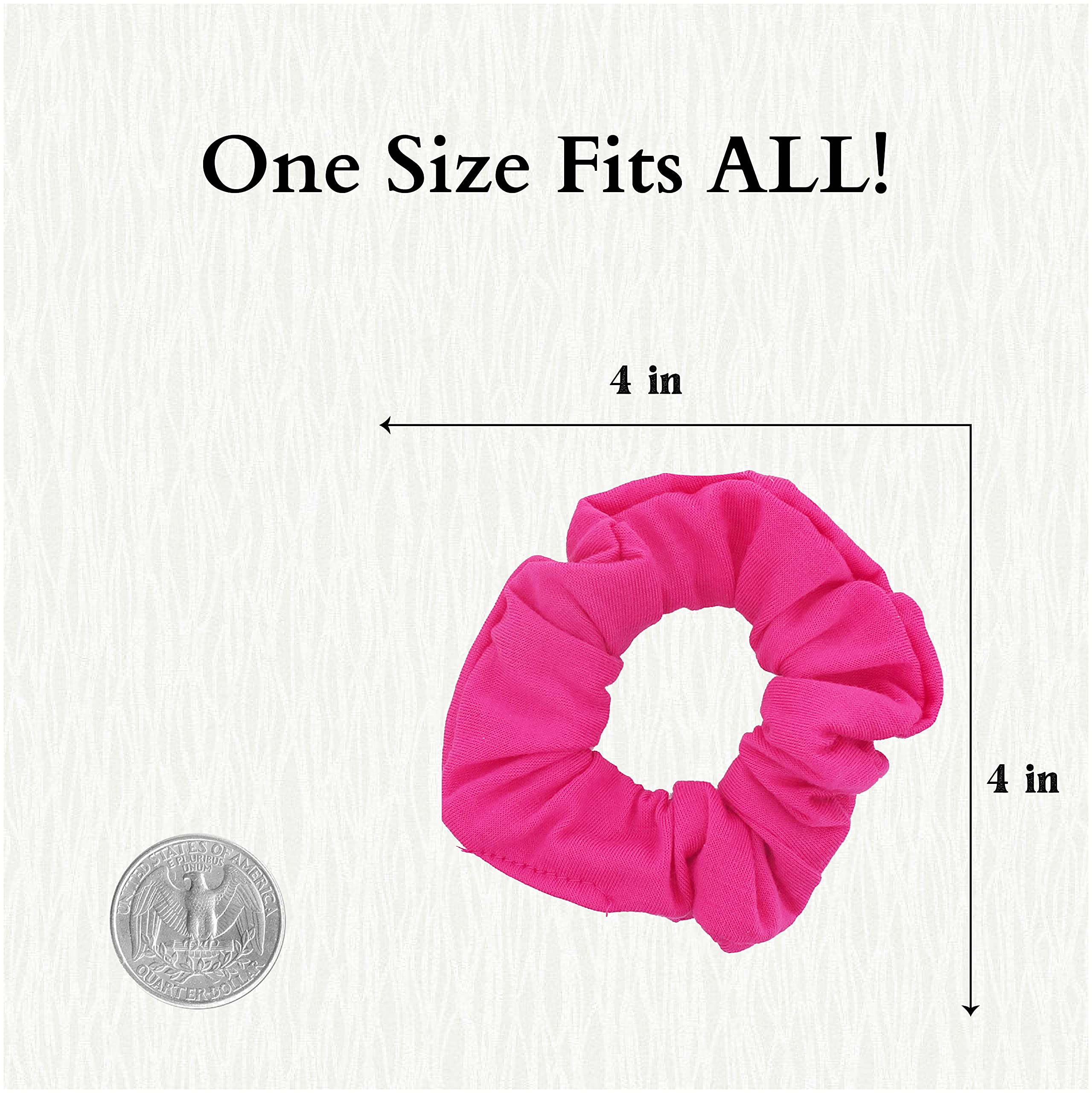 12 Pack Solid Hair Ties Scrunchies (Hot Pink)