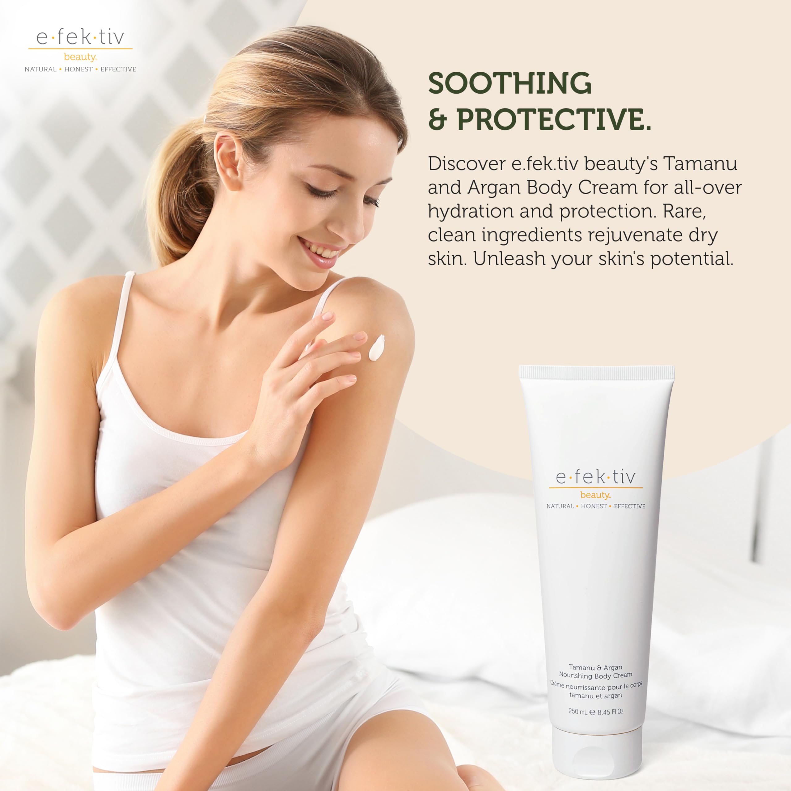 E.Fek.Tiv Beauty Tamanu And Argan Nourishing Body Cream - Deep Hydrating Moisturizer - Rejuvenates Dry And Dehydrated Skin - Veg