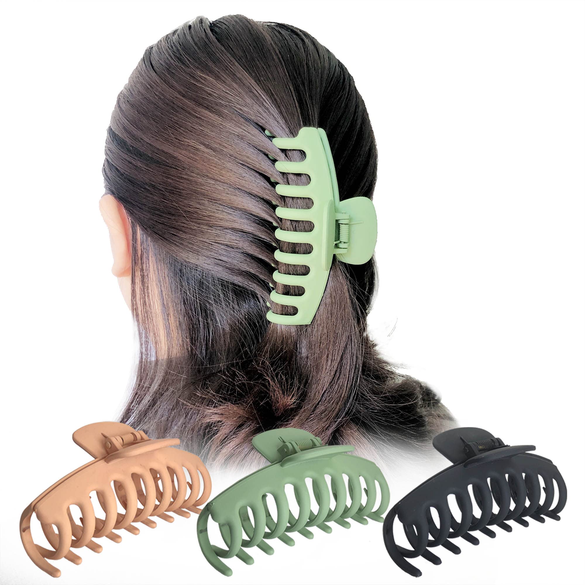 Owiizi Big Hair Claw Clips For Women - 4.3'' Nonslip Jumbo Clips For Long, Thick Hair, Strong Hold Jaw Clamps For Styling Access