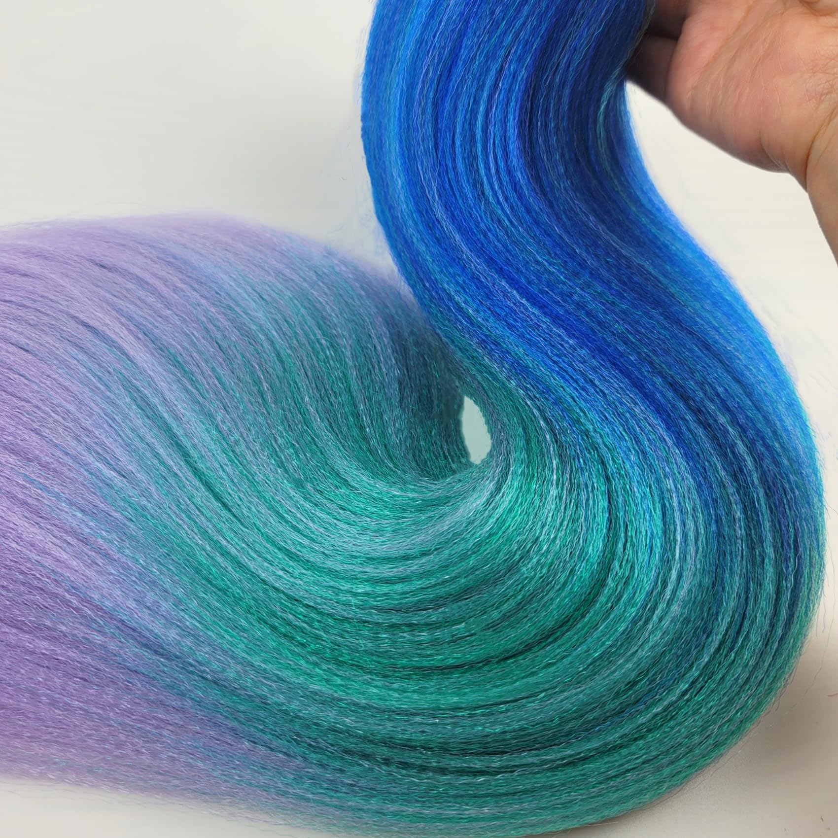 Ombre Braiding Hair Blue Dark Green LavenderPre stretched Kanekalon Braiding Hair Extensions Feed in Braids 26inch