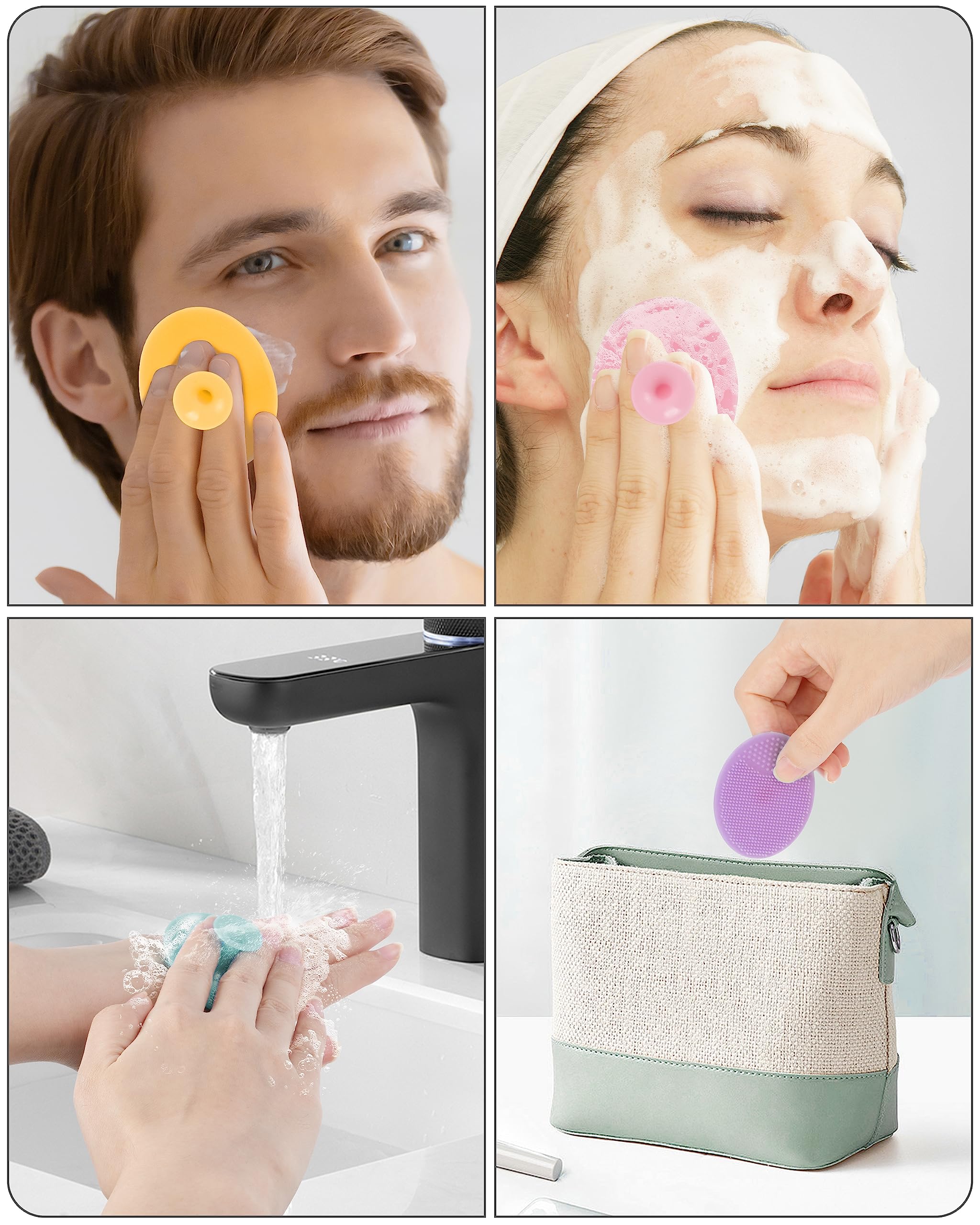 Face Scrubber, 8 Pcs Silicone Face Scrubber Exfoliator For Women, Face Cleansing Brush Blackhead Acne Pore Pad For Deep Cleaning
