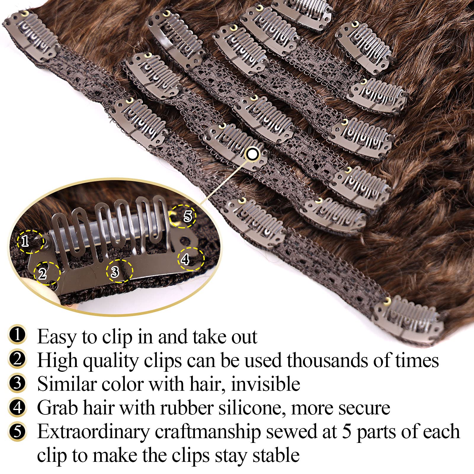 Curly Clip In Hair-Extensions Clips In-Human Hair Feelings Brown Blonde Jerry Curly Hair Extensions For Black Women Jerry Hair E