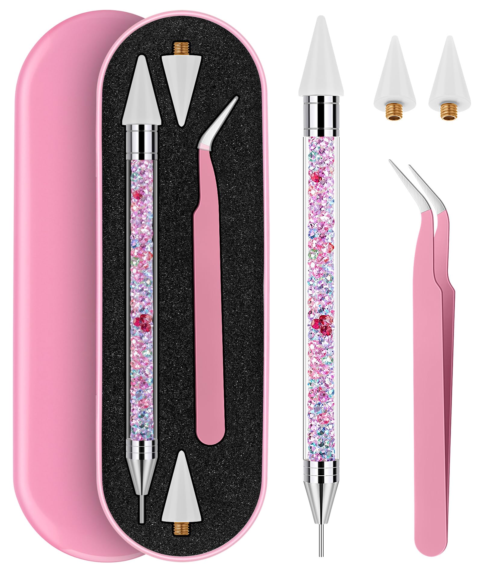 Tatuo Rhinestone Picker Tool Set Wax Pen for Rhinestones Diamond Art Painting Dual Head Dotting Pen with 2 Extra Wax Tips and 1 