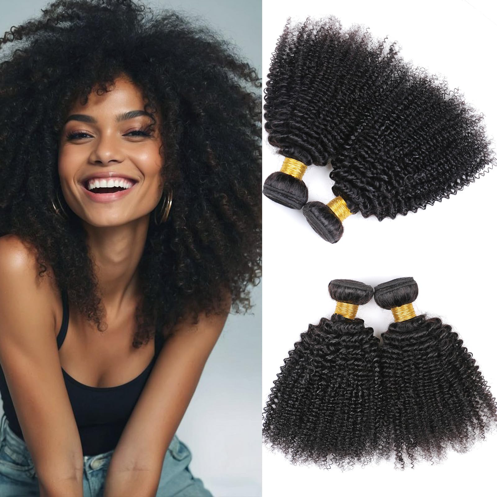 Afro Curly Bundles 100% Unprocessed Brazilian Virgin Human hair Bundles Hair Extensions Curly Weave Hair 2 Bundles 12 14 Inch Na