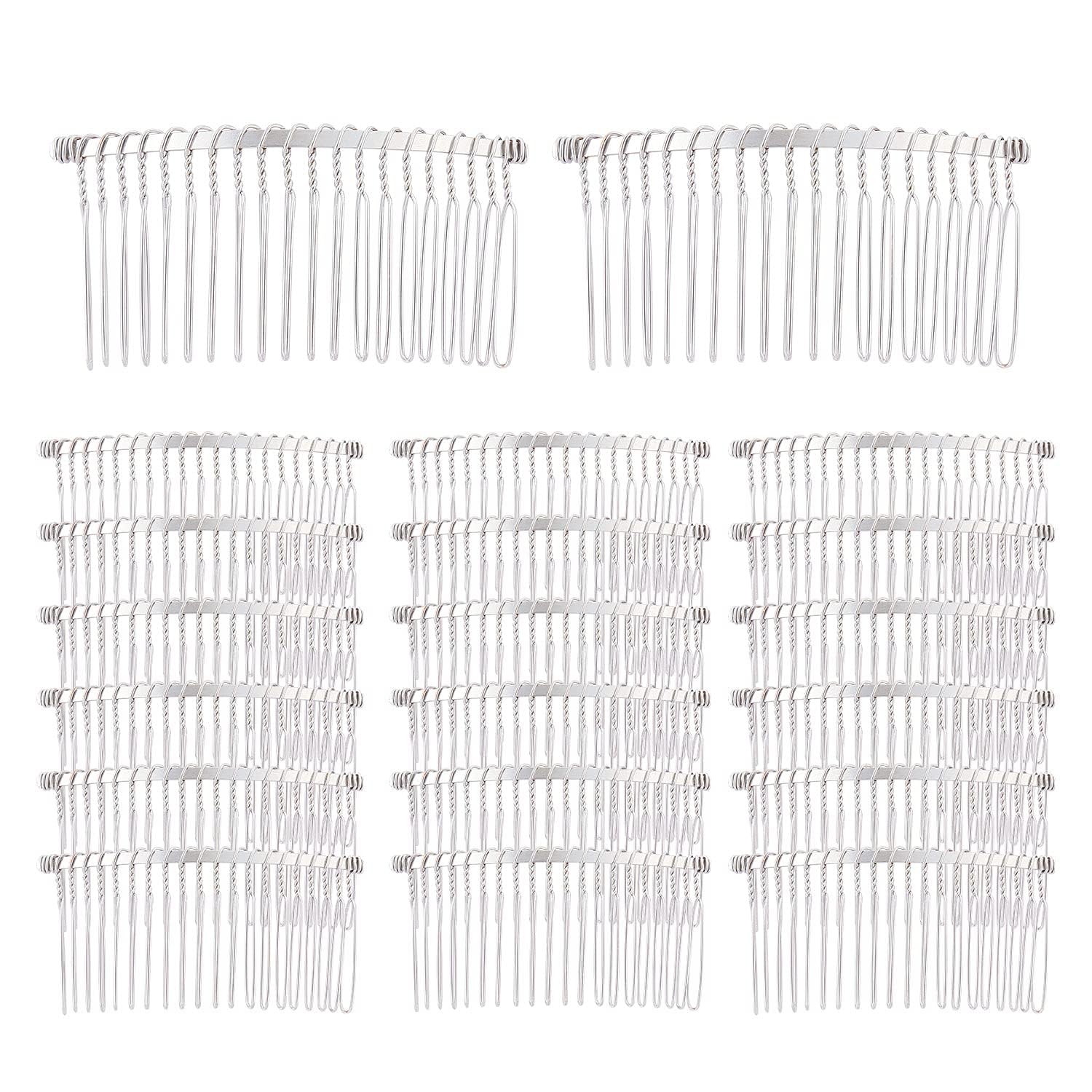 Lawie 20 Pack Bulk 20 Teeth Silver Metal Side Hair Combs Wire Twist Hair Clips Wedding Bridal Veil Combs Decorative Headpiece Fr