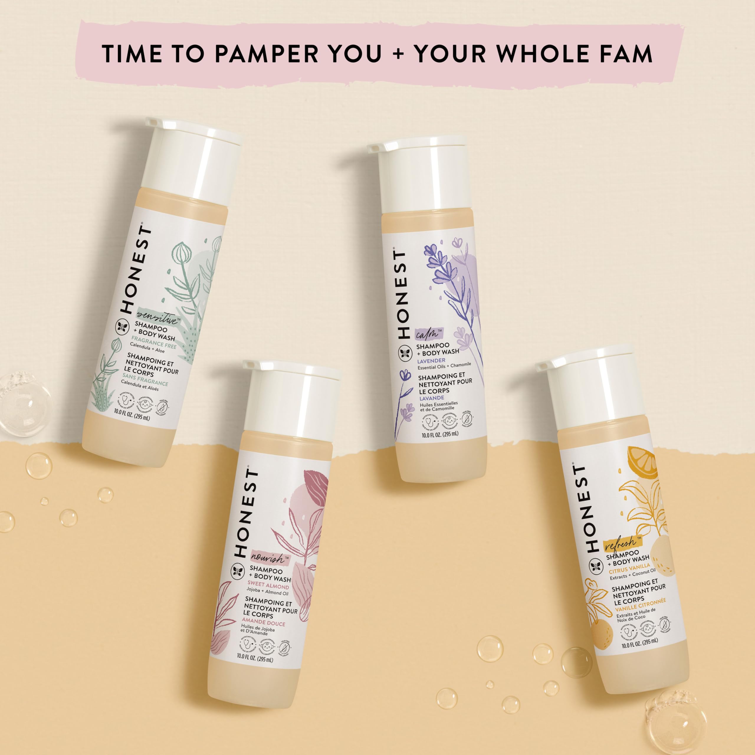 The Honest Company 2-In-1 Cleansing Shampoo + Body Wash  Gentle For Baby  Naturally Derived, Tear-Free, Hypoallergenic  Lavender
