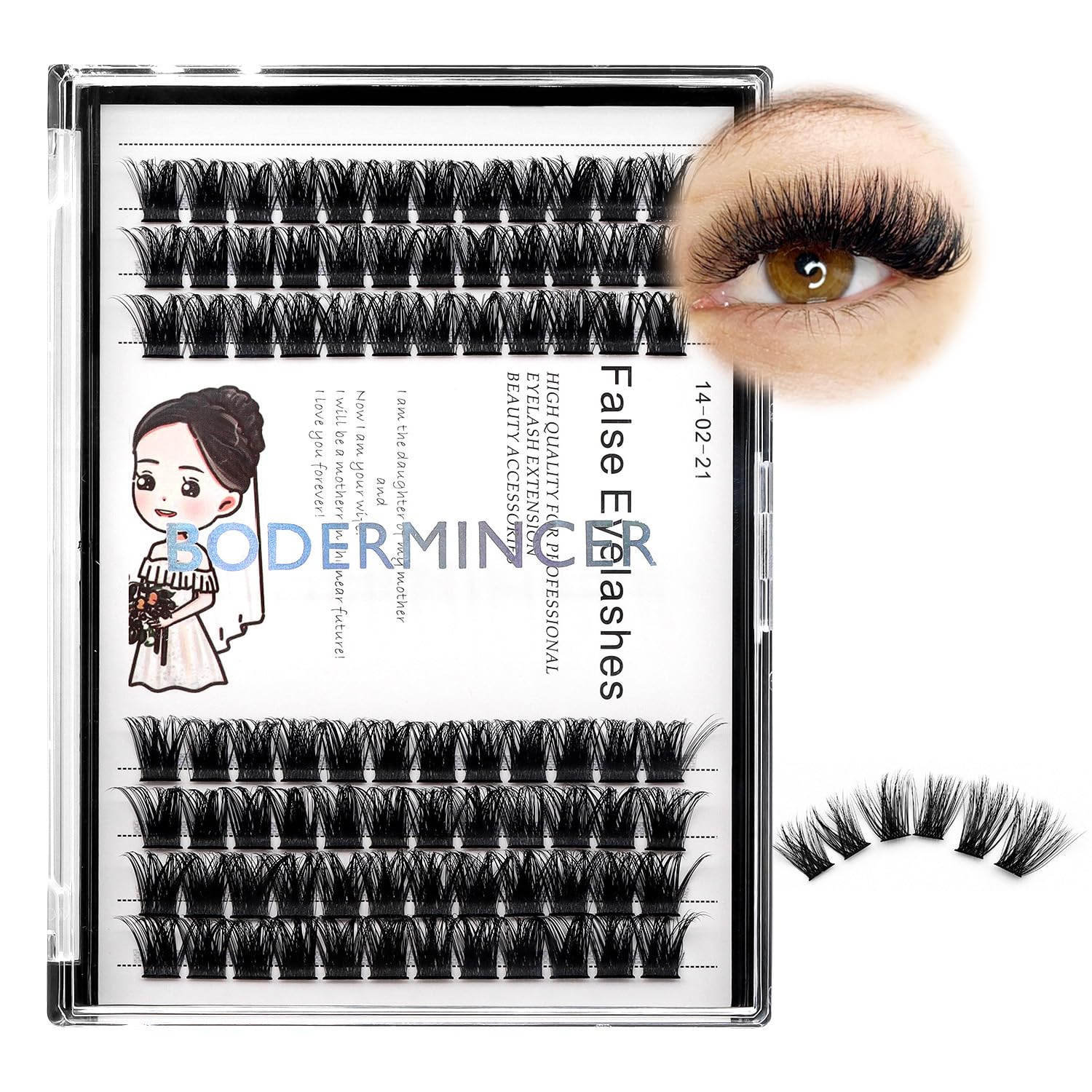 Bodermincer 84 Clusters Large Pack D Curl Volume Lashes Set Wide Cluster False Eyelash DIY Eyelash Extension Individual Lash Gir