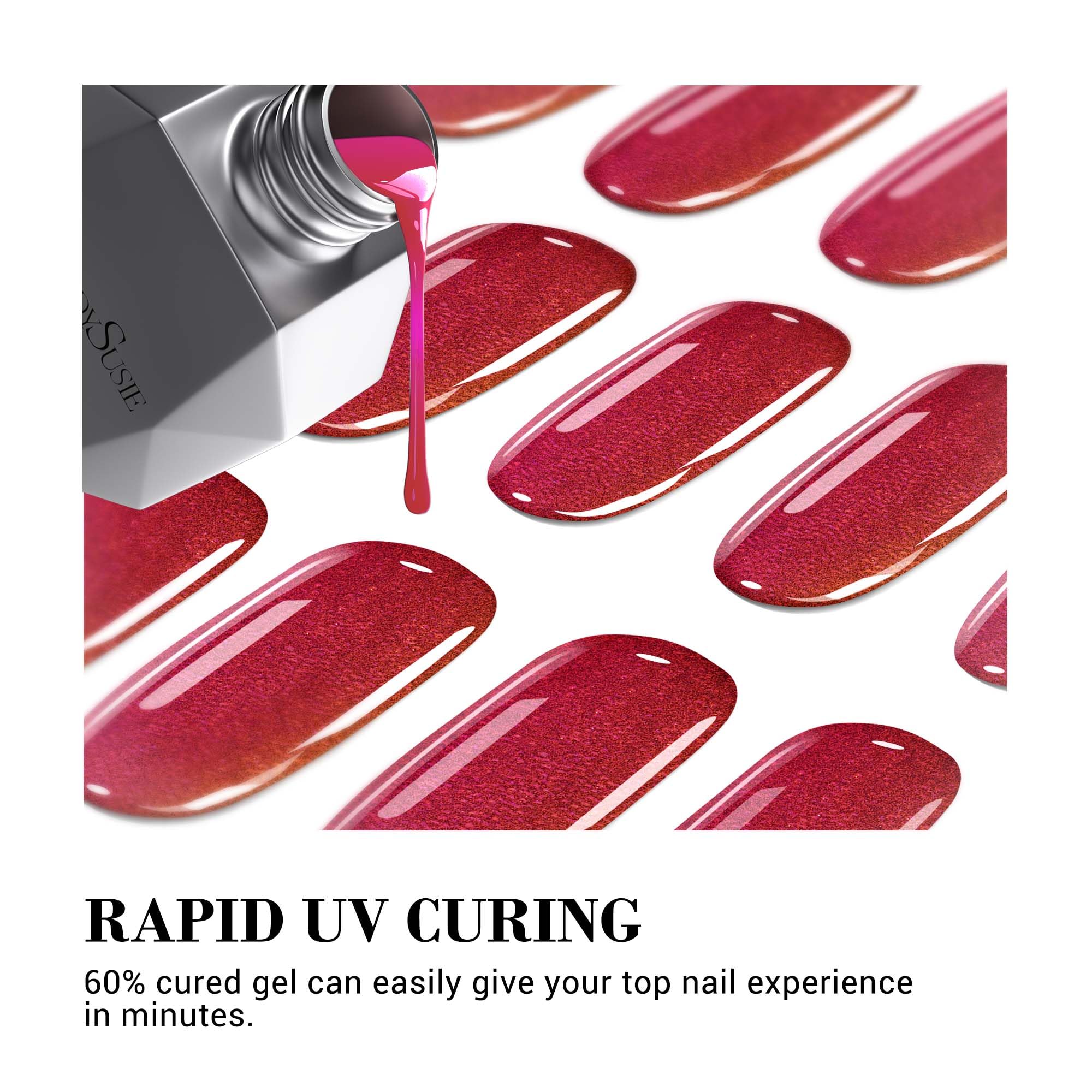 Melodysusie Semi Cured Gel Nail Strips (Chrome Pink)- Works With Nail Lamp, Salon-Quality, Long Lasting, Easy To Apply & Remove