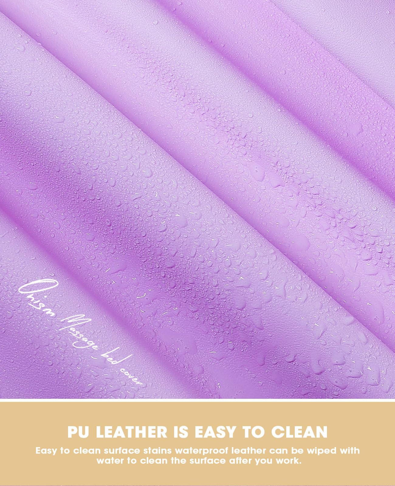 Onism Lash Bed Cover - Waterproof PU Leather Massage Table Cover, Lavender, with Storage Pocket, 1 Count