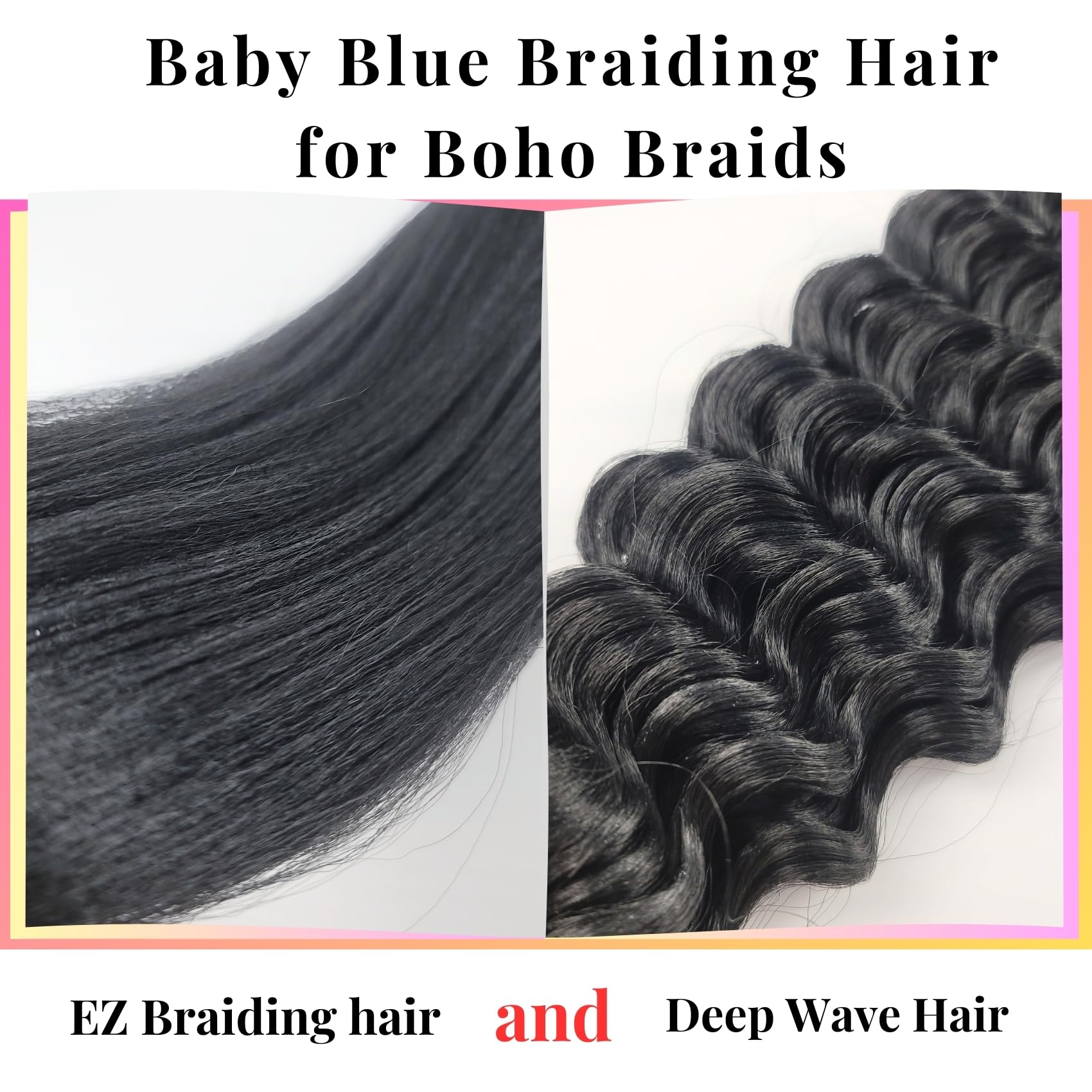 Black Braiding Hair For Boho Bob Braids Short Synthetic Prestretched Ez Braiding Hair 16Inch Deep Wave Curly Boho Crochet Hair F