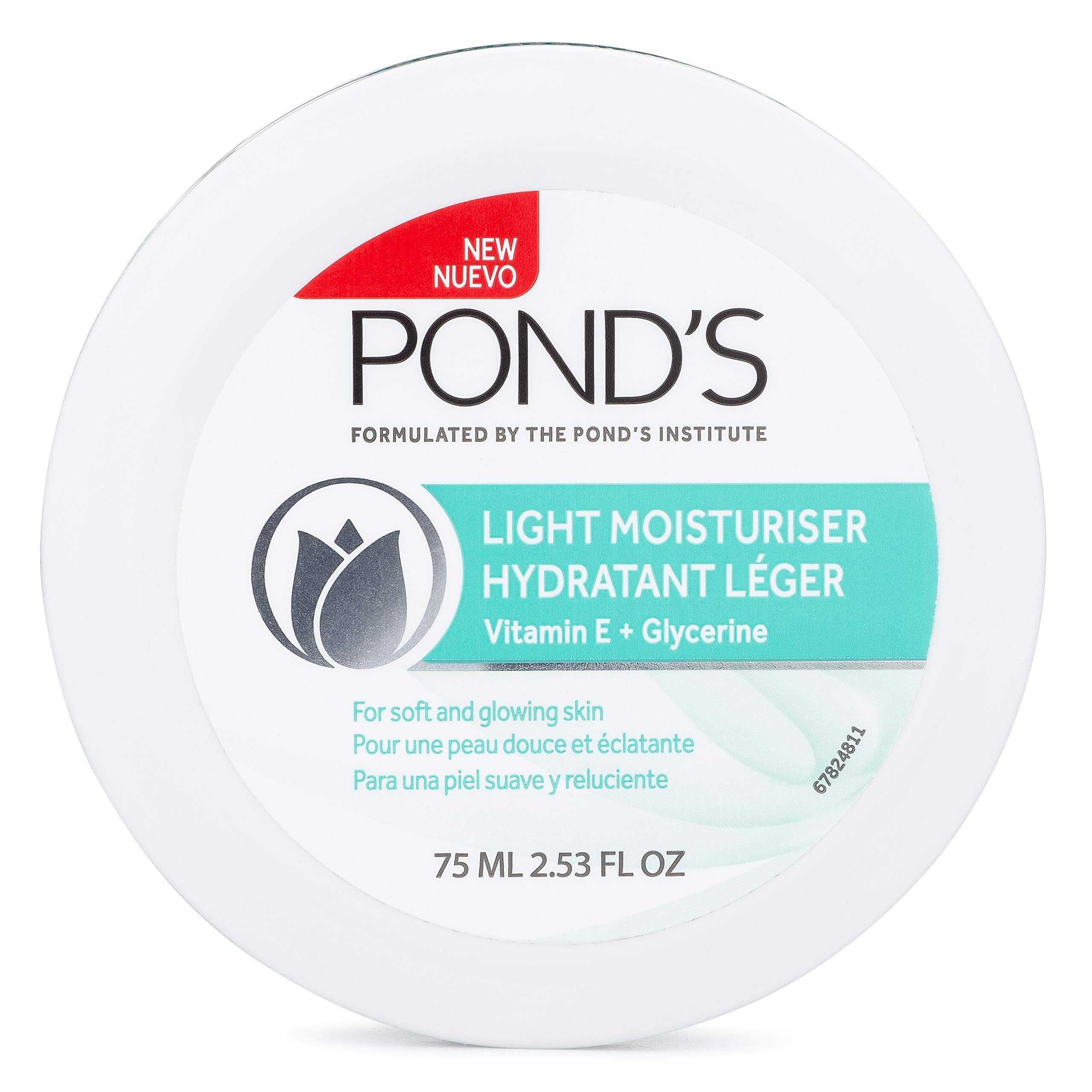 Pond'S Light Moisturizer Cream, For Soft And Glowing Skin, Vitamin E, 6-Pack Of 2.53 Fl Oz Each