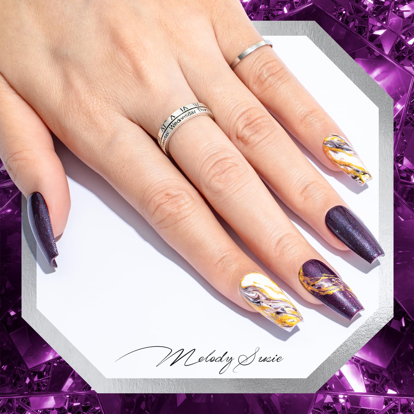 Melodysusie Glitter Gel Nail Polish,15Ml Universe Star Glitter Nail Polish Purple Blue Color Z035, Soak Off Uv Led Nail Lamp Gel