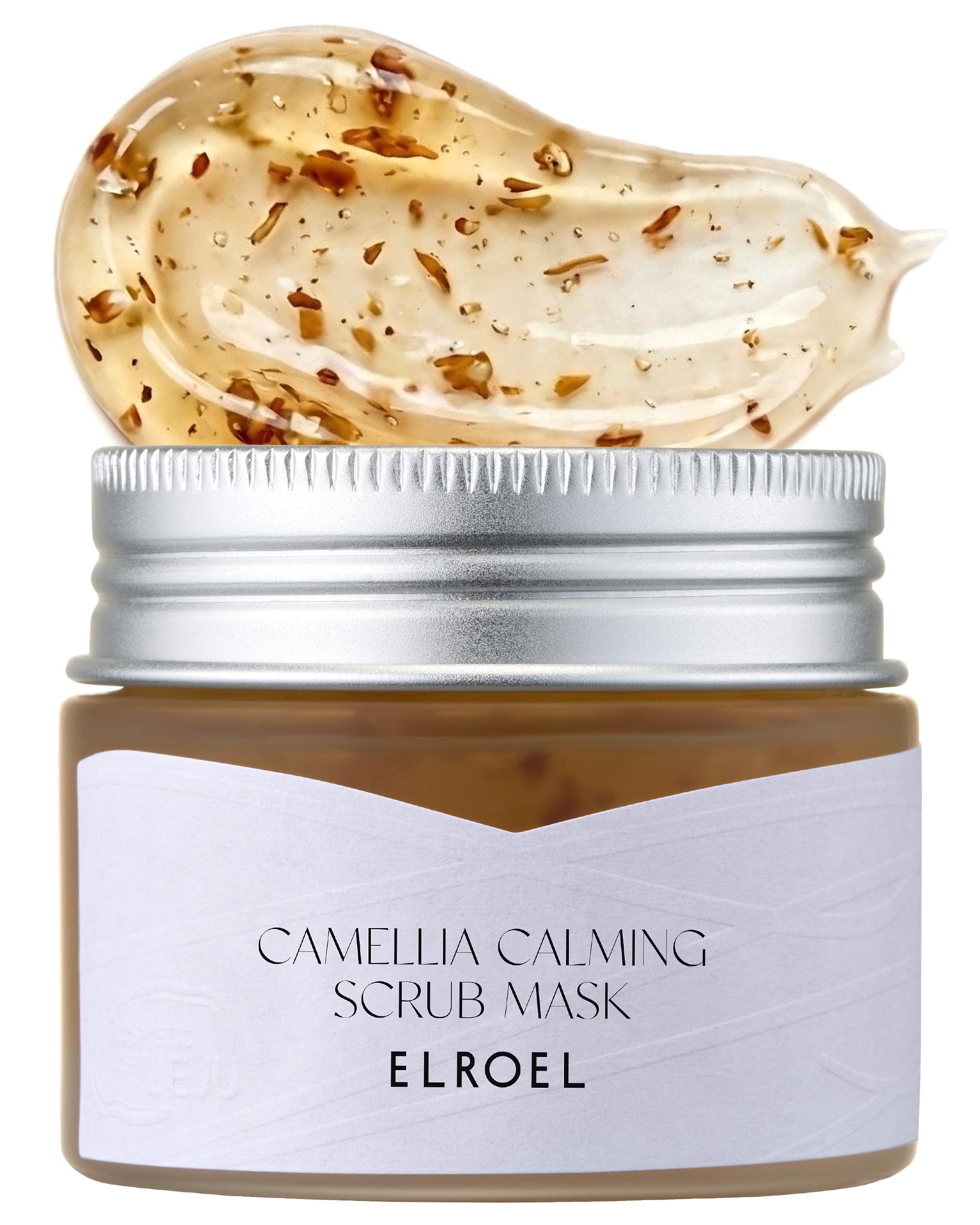 ELROEL Camellia Calming Scrub Mask  Hydrating, Calming and Exfoliating Facial Scrub with Hyaluronic Acid and Jeju Water  Gentl