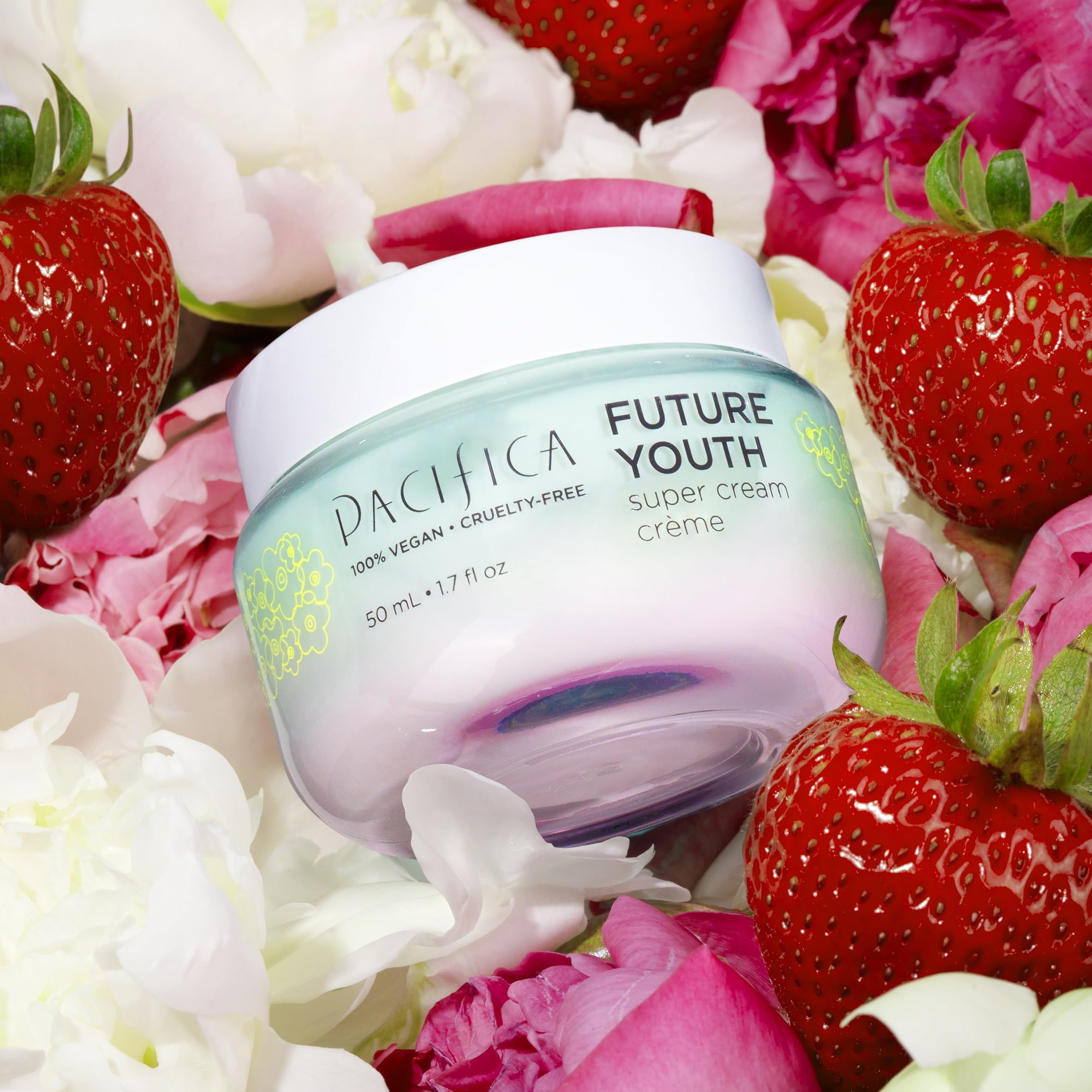 Pacifica Future Youth Super Cream, 1.7 fl oz - Hydrating Face Moisturizer for Aging Skin, Lightweight Vegan Firming Cream, Blue