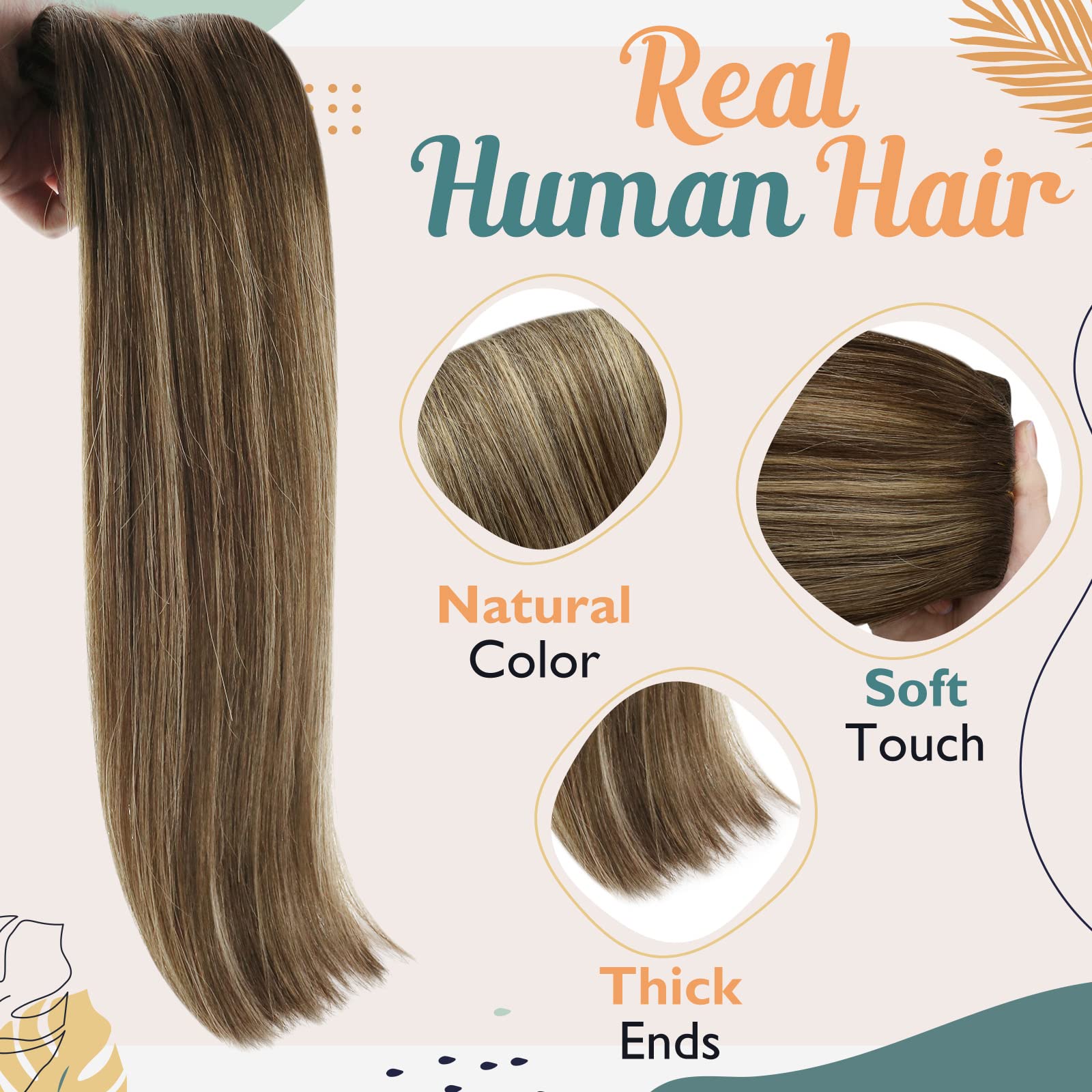 Ve Sunny Hair Extensions Clip Ins Balayage Brown Remy Human Hair Clip In Extensions Invisible Clip In Hair Extensions Human Hair