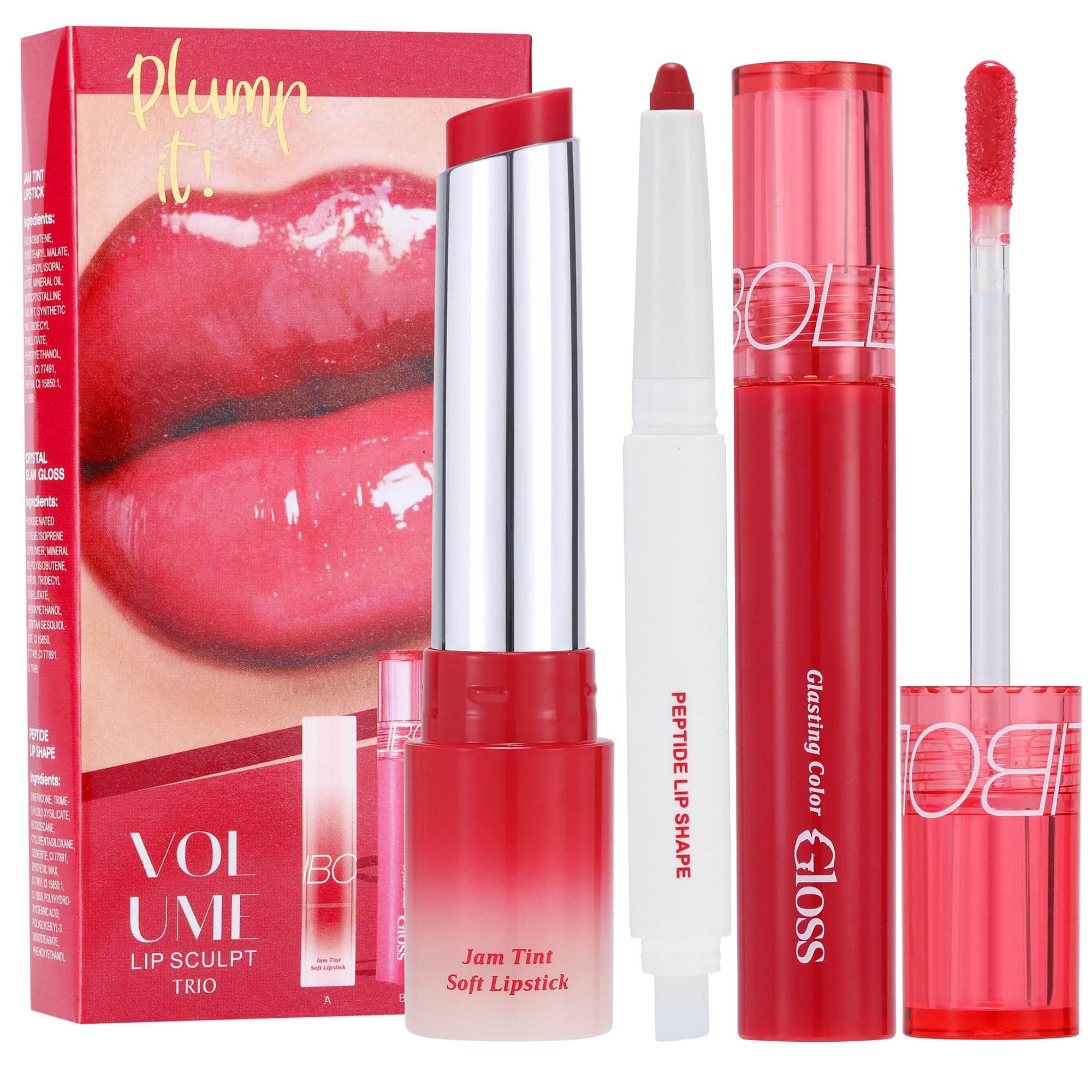 3PCS Lip Trio Combo, Lip Liner And Gloss Set, Lipliner And Lipstick Combo,3