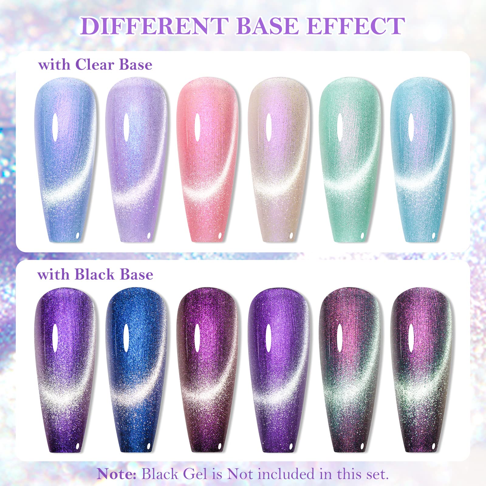 Meet Across Cat Eye Gel Polish Mermaid Glitter Nail Polish Set Soak Off Uv Led Light Magic Gel Nail Polish Kit Manicure Nail Art