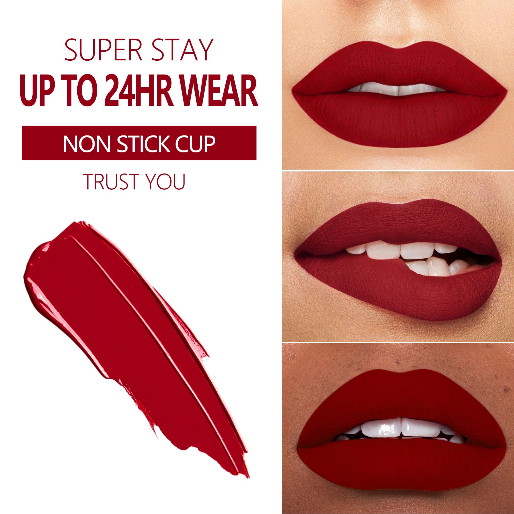Maki Yika Red Lipstick For Women Color Stay Long Lasting Lipsticks, No Smudge Matte Liquid Lipstick Transferproof Cruelty-Free L