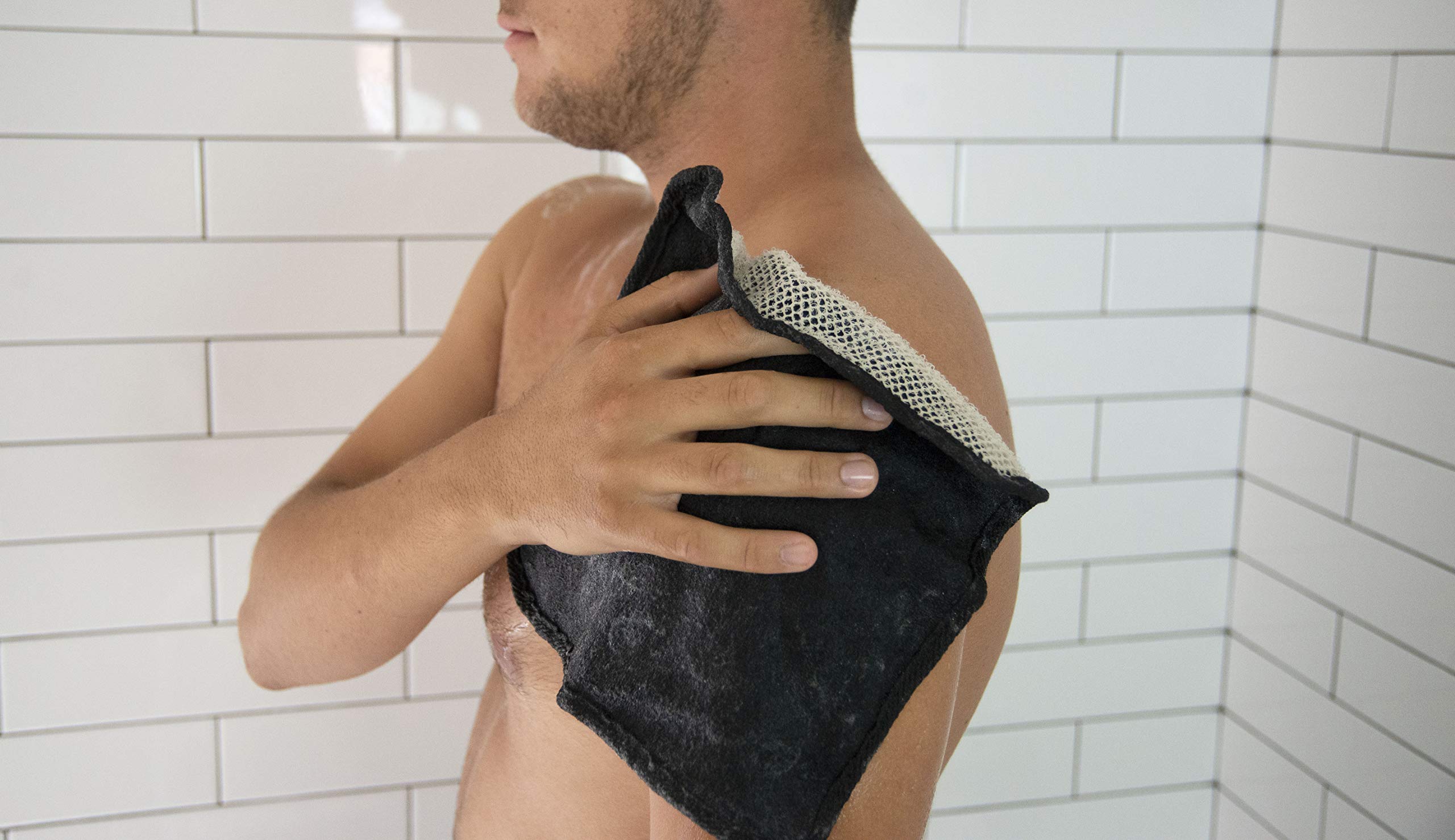 Evriholder The Rustic Man Wash Cloths, Exfoliating Bath Product, Black, Pack Of 3