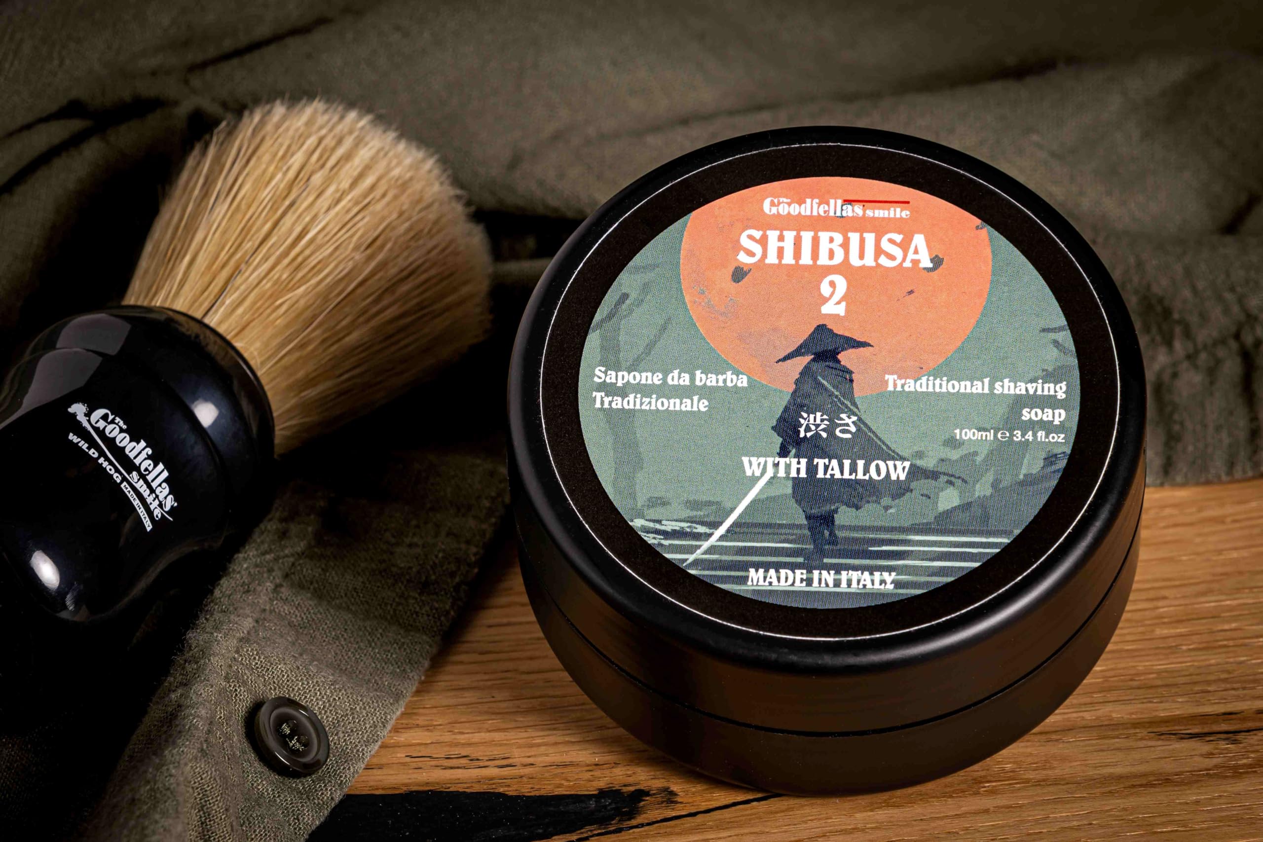 The Goodfellas' Smile, Luxury Shaving Soap With Tallow, Formulated For Use With A Shaving Brush, Made In Italy (Shibusa 2)