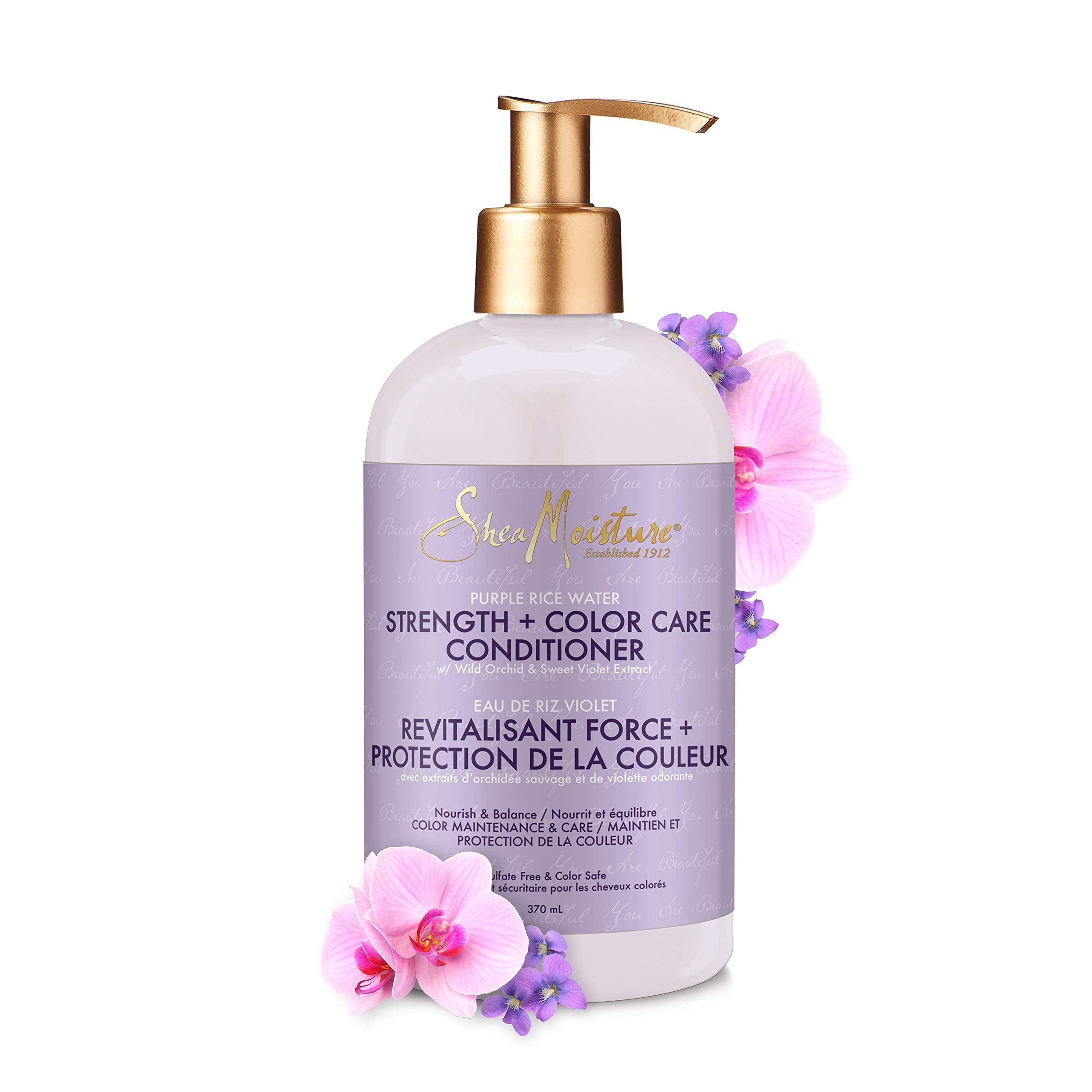 SheaMoisture Strength + Color Care Conditioner, Purple Rice Water, 12.51 Fl Oz, Model 0764302315896