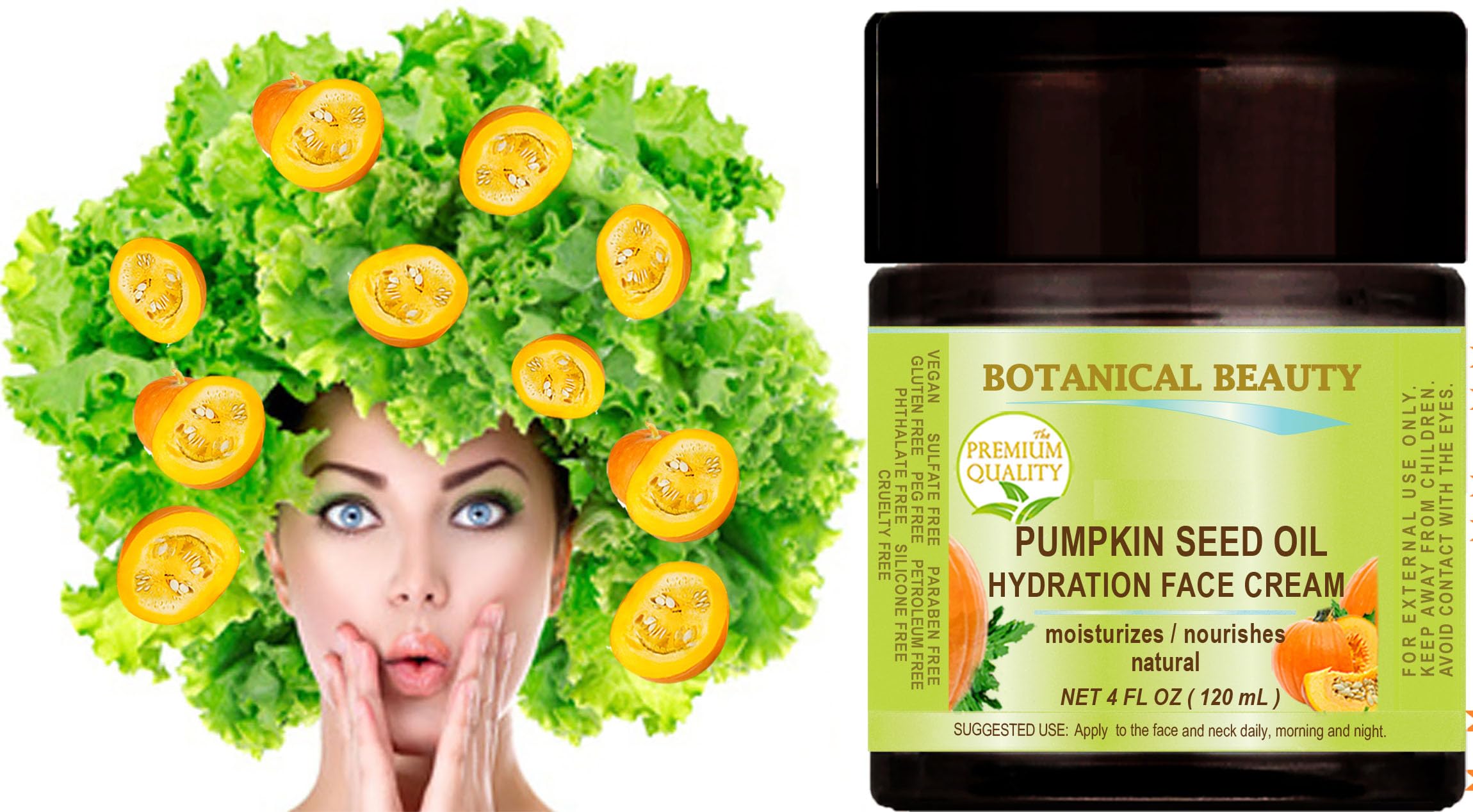 Organic Pumpkin Seed Oil Hydration Face Cream. For Normal - Dry - Sensitive Skin. 2 Fl. Oz - 60 Ml. Hydrating, Moisturizing, Nou