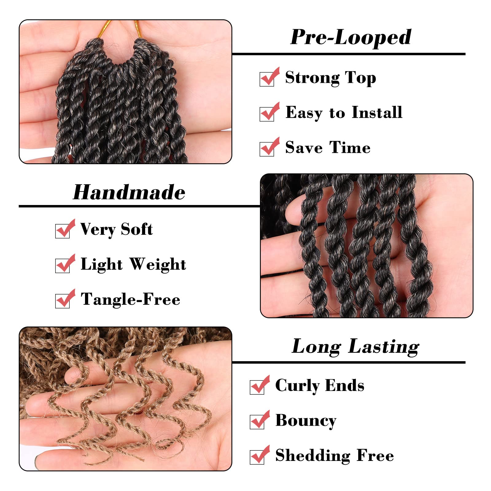 Leeven 12 Inch Senegalese Twist Crochet Hair 8 Packs Ombre Honey Blonde Short Wavy Crochet Twist Pre Looped Small Havana Twist W