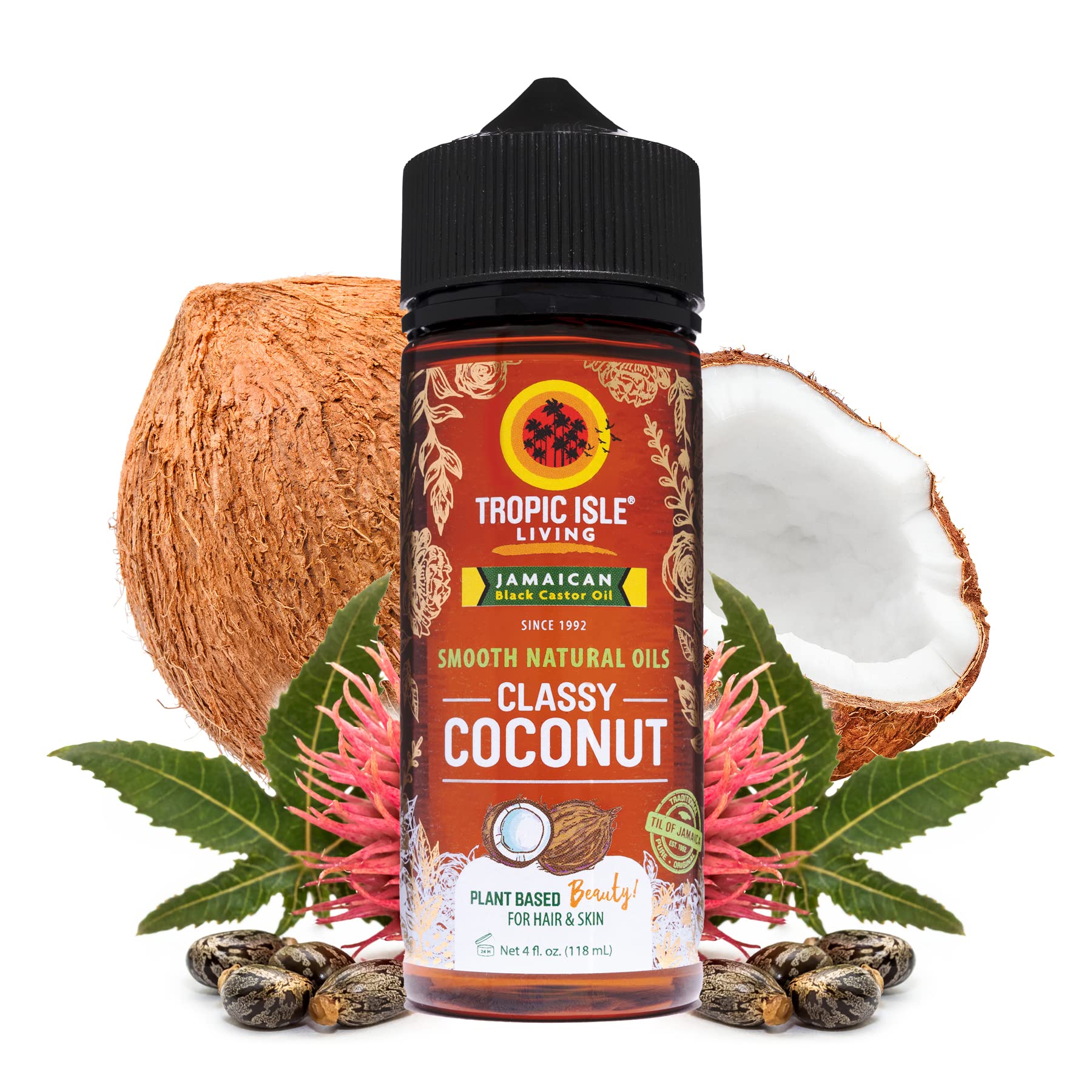 Tropic Isle Living Smooth Natural Coconut Oils for Hair Growth & Skin Care | Refreshing Fragrance | Hydrating Massage Oil | 4oz