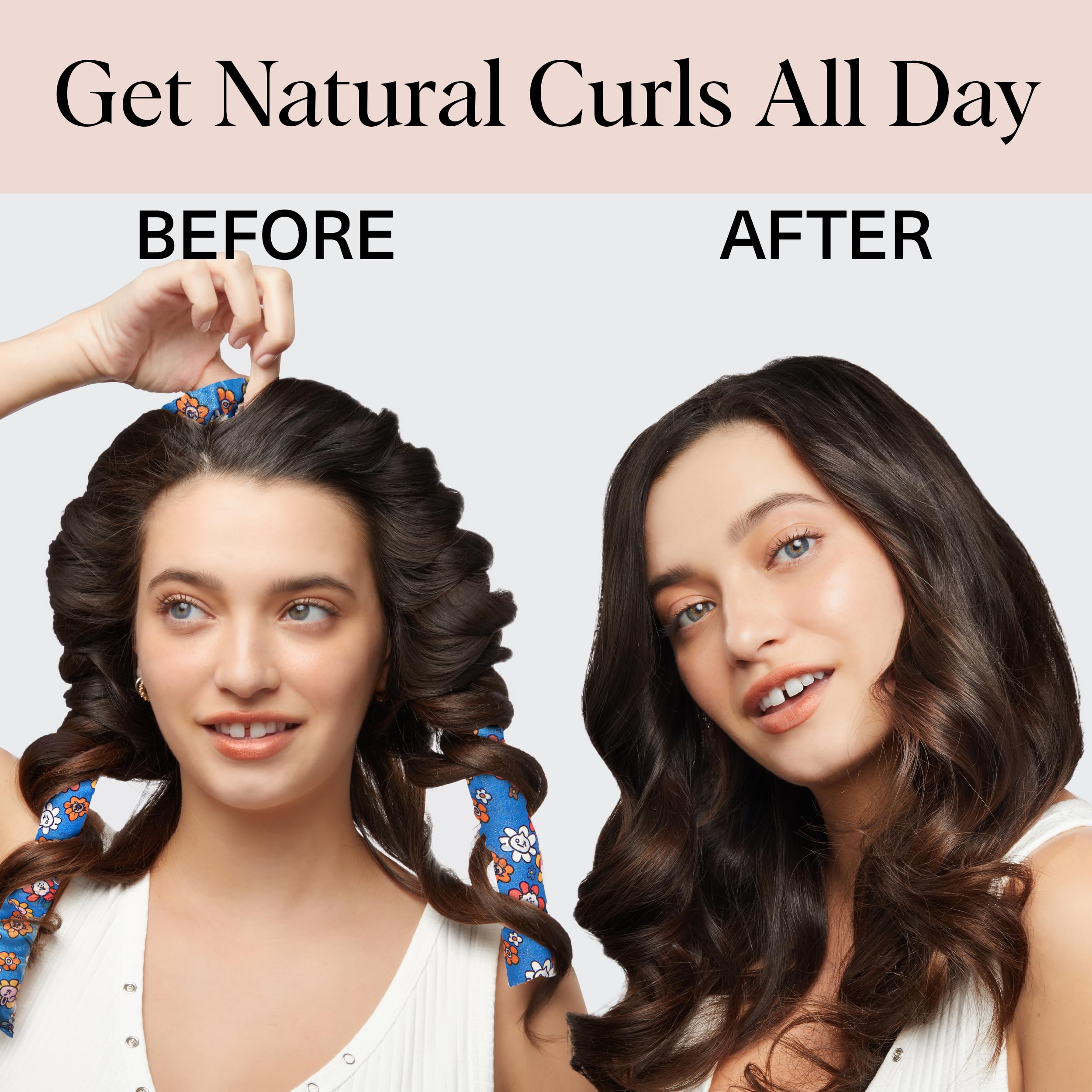 BT21 x Kitsch Satin Heatless Hair Curler Set - Heatless Curls Overnight, Hair Rollers for Soft Curls & Frizz-Free Styling, No He