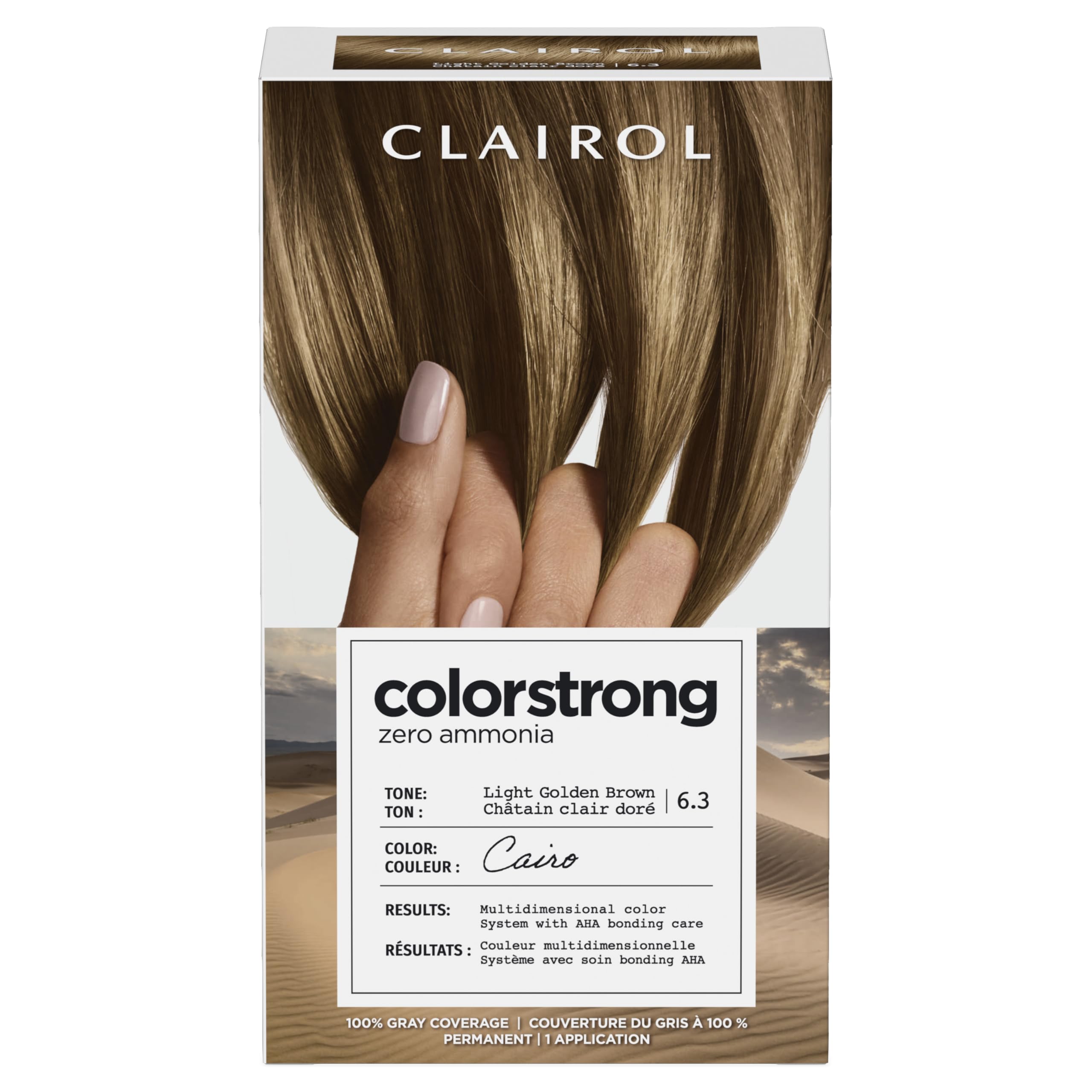Clairol ColorStrong Permanent Zero Ammonia Hair Dye, 6.3 Light Golden Brown  Cairo Hair Color, Pack of 1