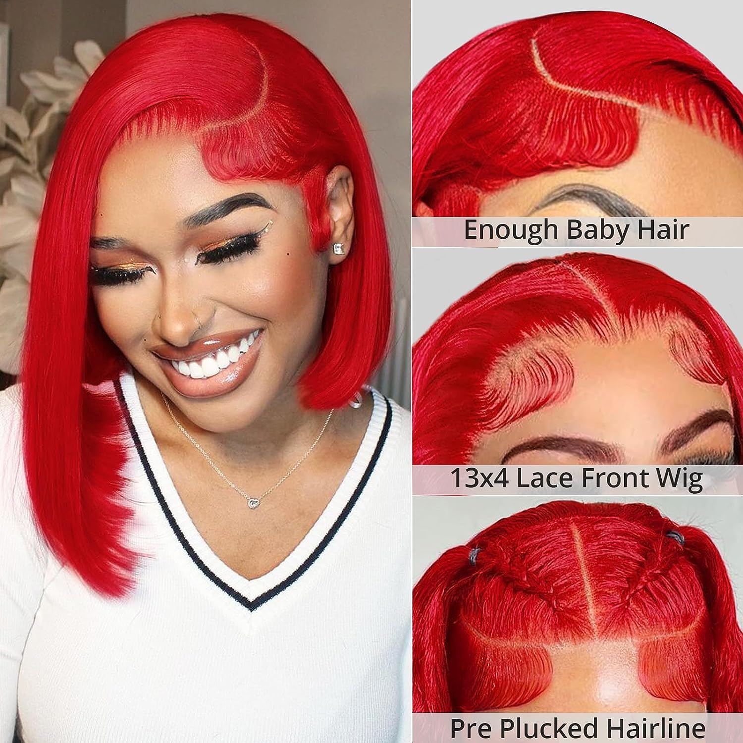 Red Bob Wig Human Hair Wear And Go Glueless Bob Wig 13X4 Hd Lace Front Wigs Human Hair Bob Human Hair Wigs For Black Women 200%