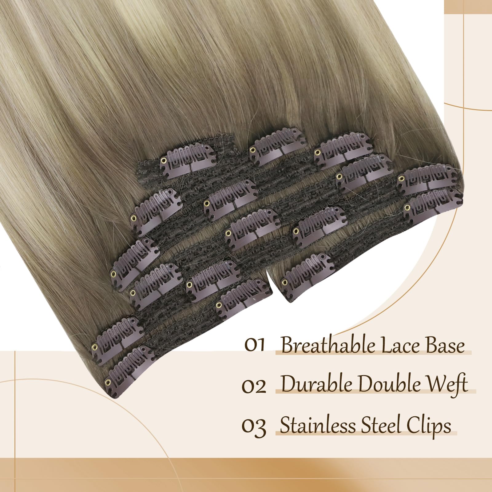 Sunny 150G Ombre Clip In Hair Extensions Blonde Balayage Clip In Human Hair Extensions Ash Blonde Ombre Platinum Blonde Long Hai
