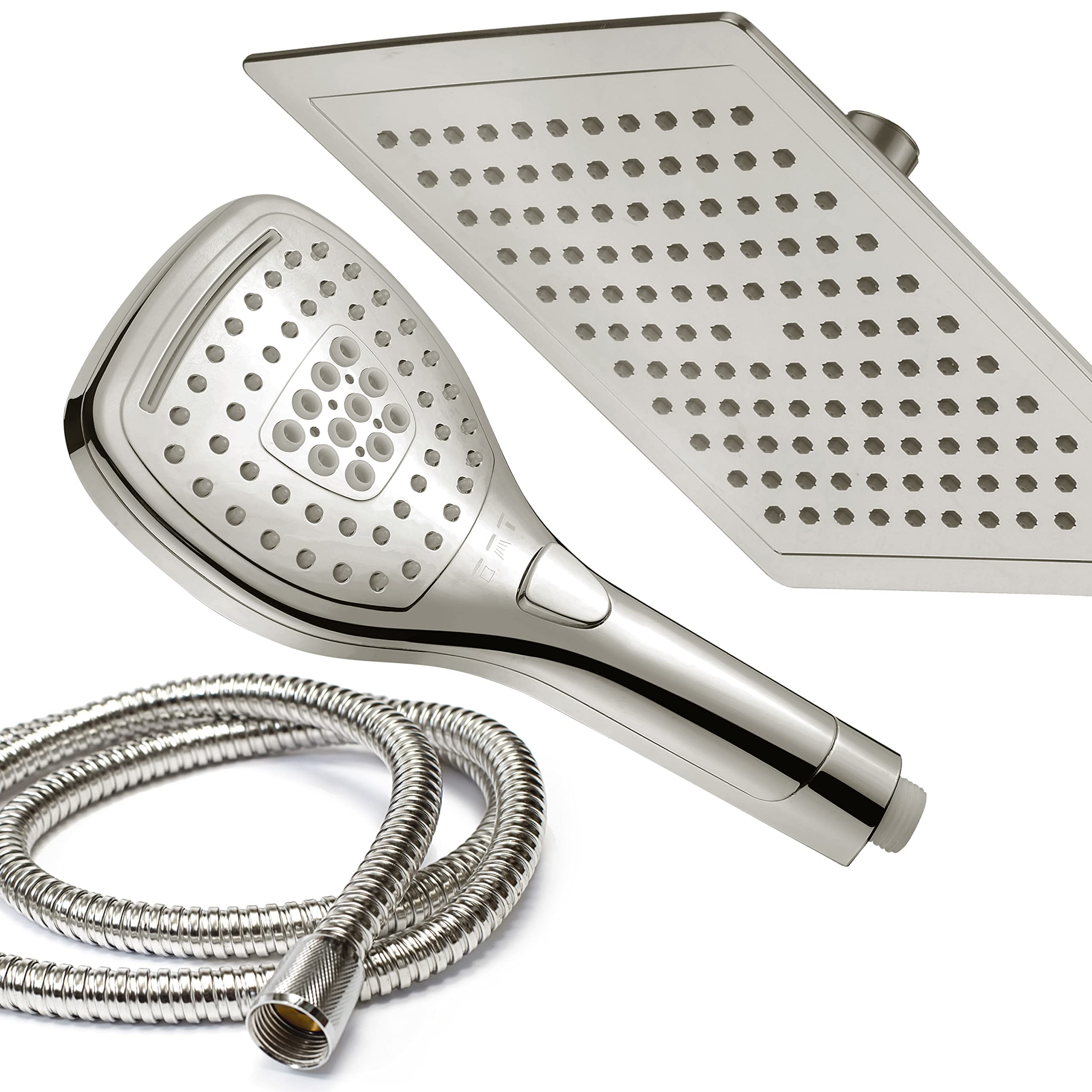 Dreamspa Ultra-Luxury 9 Rainfall Shower Headhandheld Combo Convenient Push-Button Flow Control Button For Easy One-Handed Operat