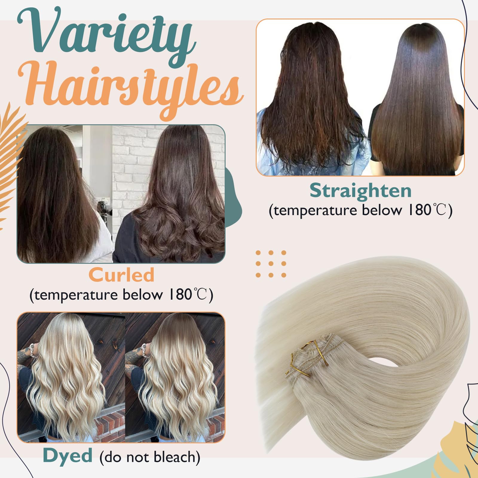 Sunny Clip In Hair Extensions Real Human Hair Blonde Clip On Hair Extensions Platinum Blonde Hair Extensions Clip In Human Hair