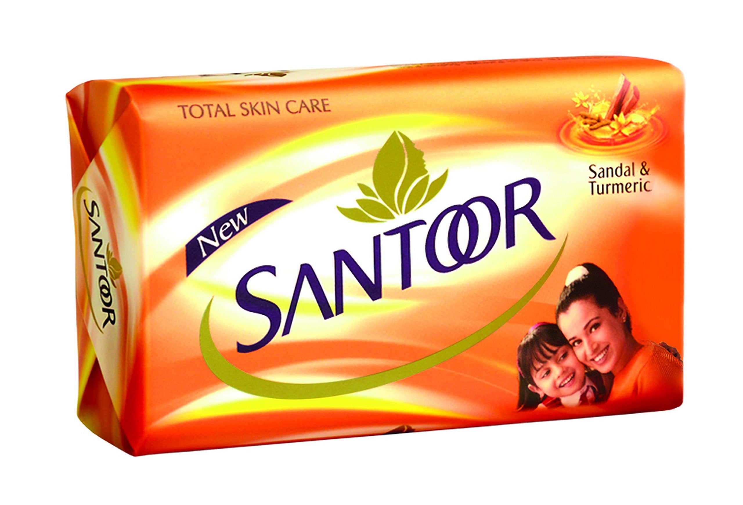 Santoor Sandal And Turmeric Soap, 100G (Pack Of 8)
