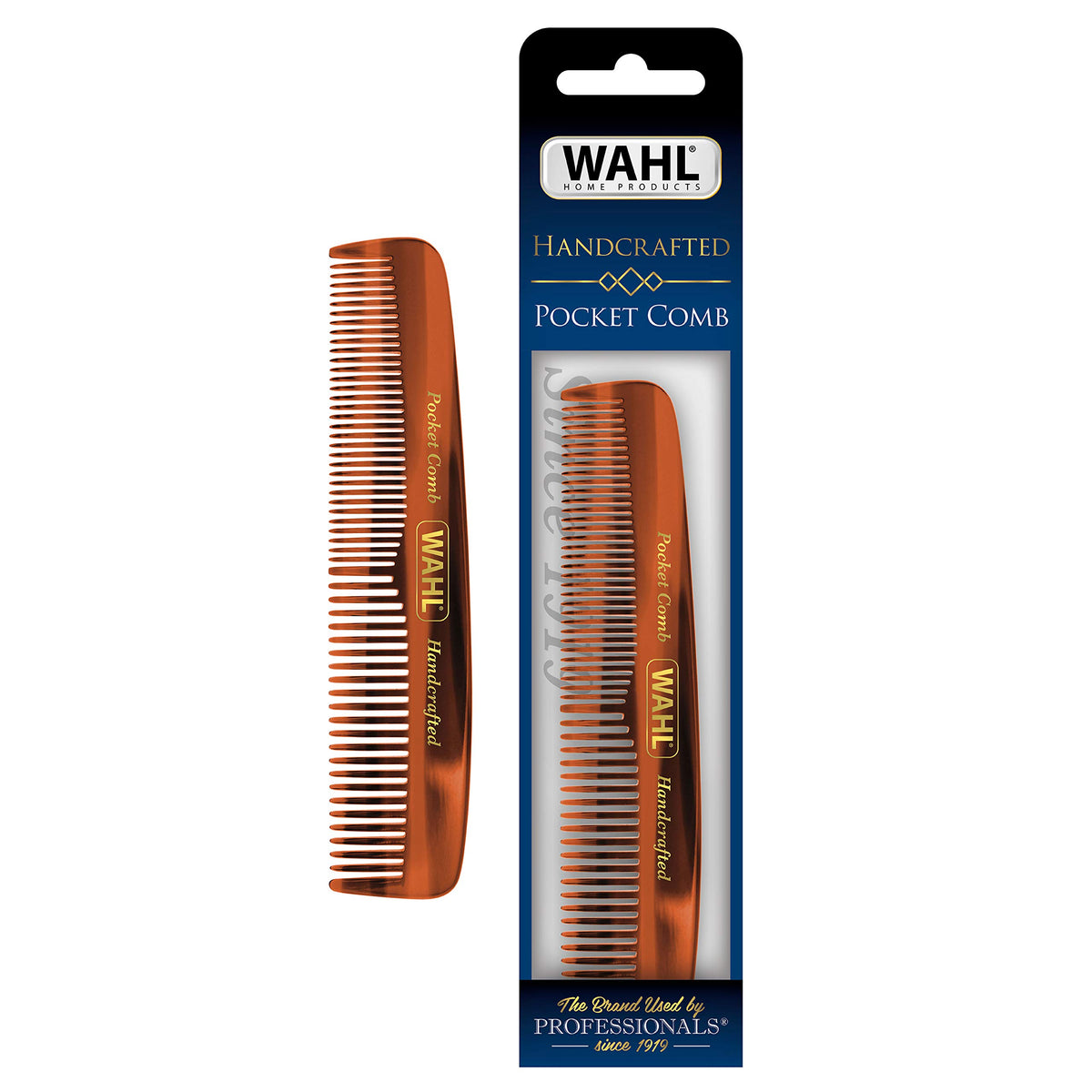 Wahl Beard, Mustache, & Hair Pocket Comb For Men'S Grooming - Handcrafted & Hand Cut With Cellulose Acetate - Smooth, Rounded Ta