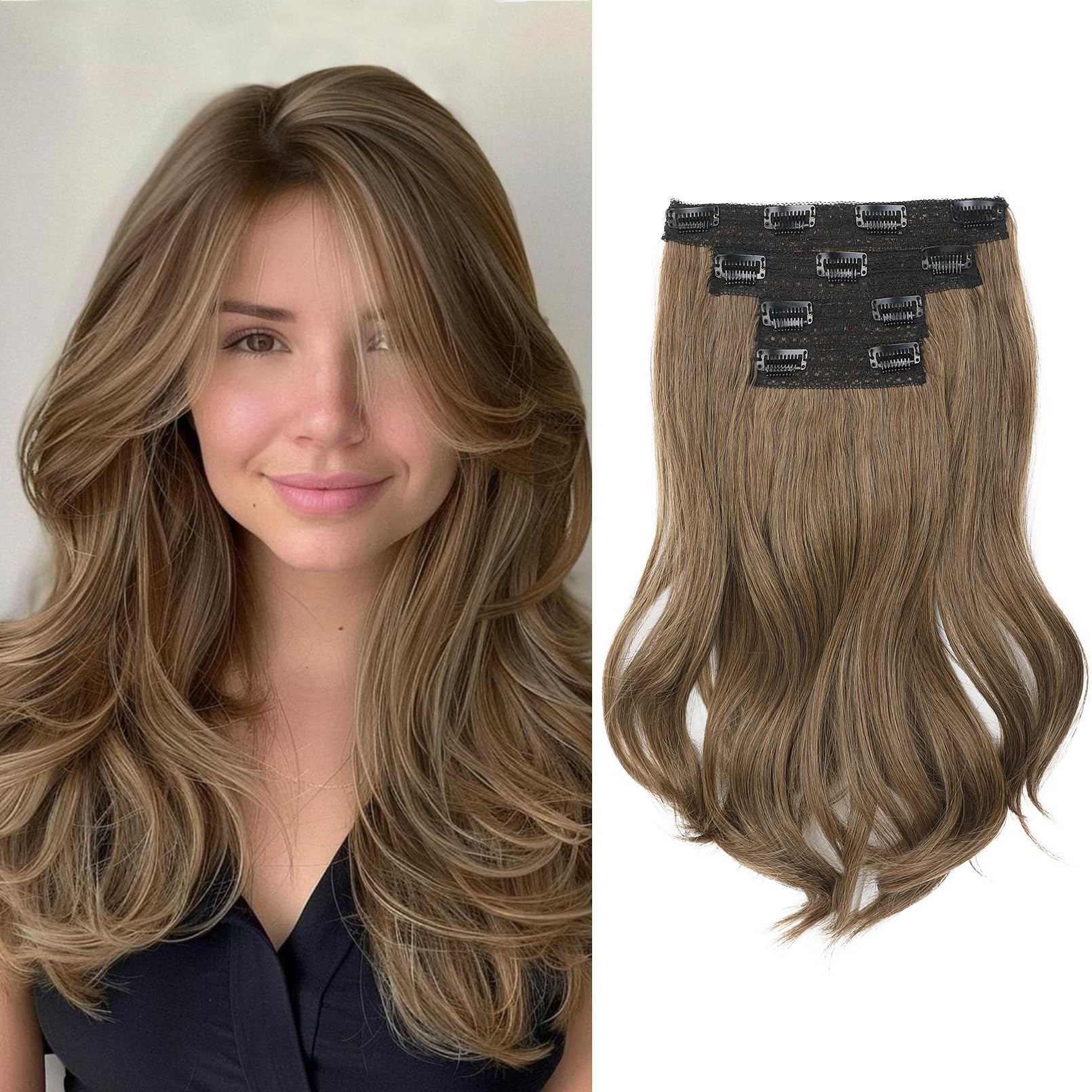 NTYNTY Clip in Hair Extensionss, 4PCS Hair Extensions 14'' Short Layered Cut Hair Extensions Invisible Lace Weft Natural Soft Ha