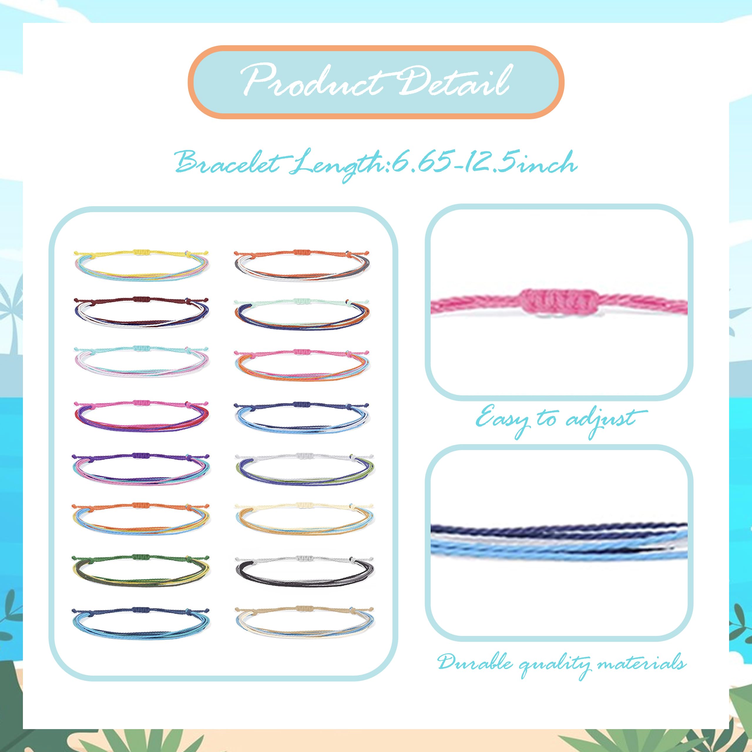 Long tiantian Friendship Bracelets for Women Gifts Trendy Stuff String Bracelets Waterproof Summer Bracelets Outfits Adjustable
