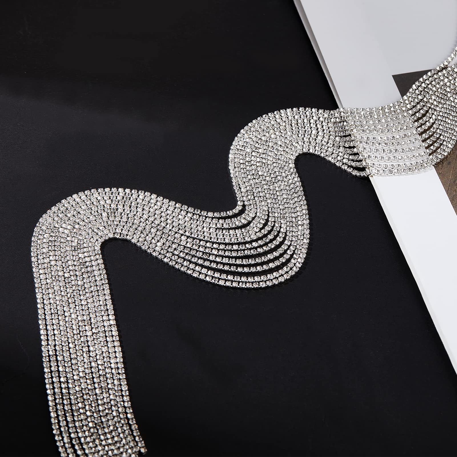 Niceneeded 6Pcs Rhinestone Hair Chains For Women, Punk Crystal Tassel Hair Clips Chains, 18.5 Inch Long Rhinestones Hair Barrett