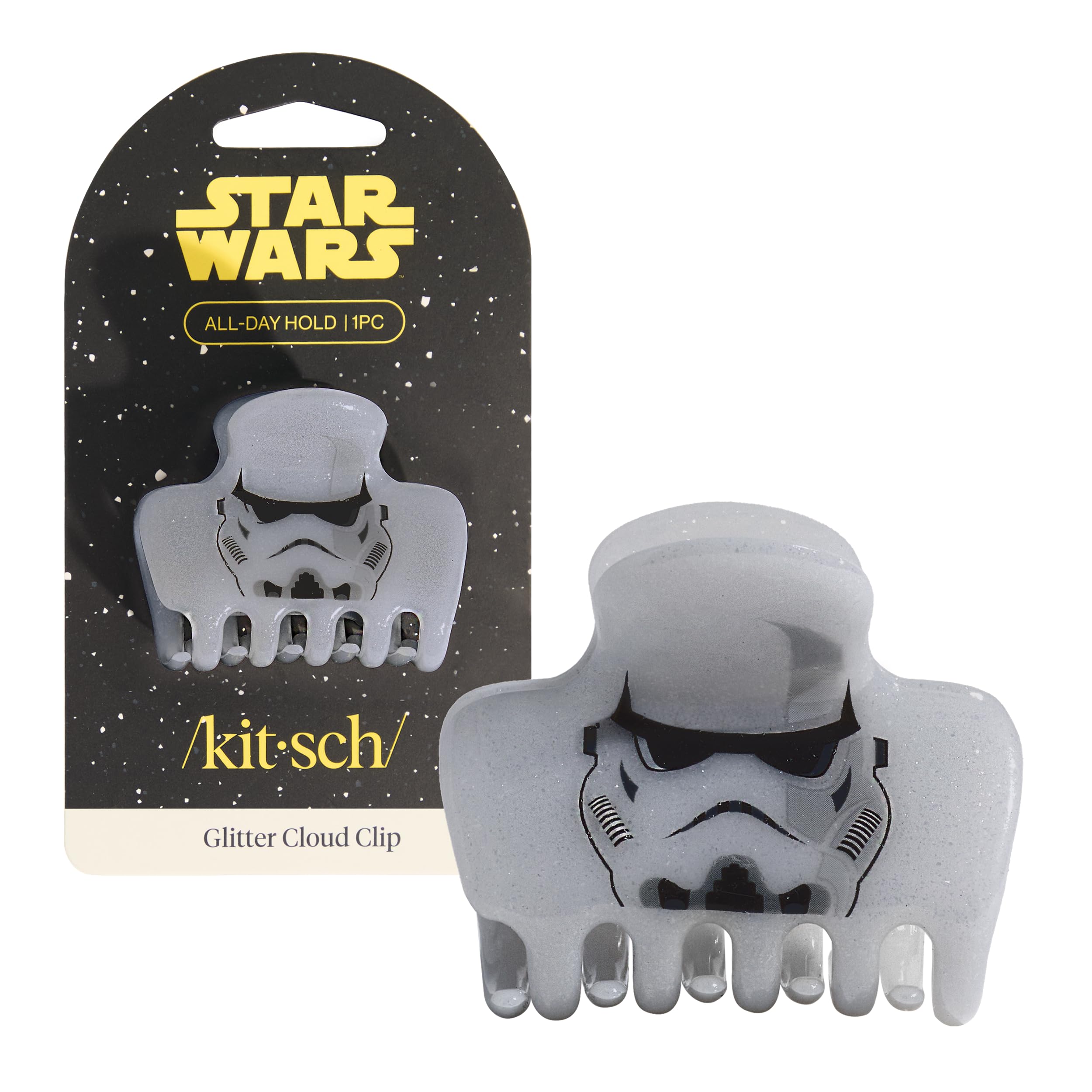 Kitsch x Star Wars Stormtrooper Glitter Hair Clip for Women - Iconic Galaxy-Inspired Claw Clip | Eco-Friendly Recycled Plastic, 