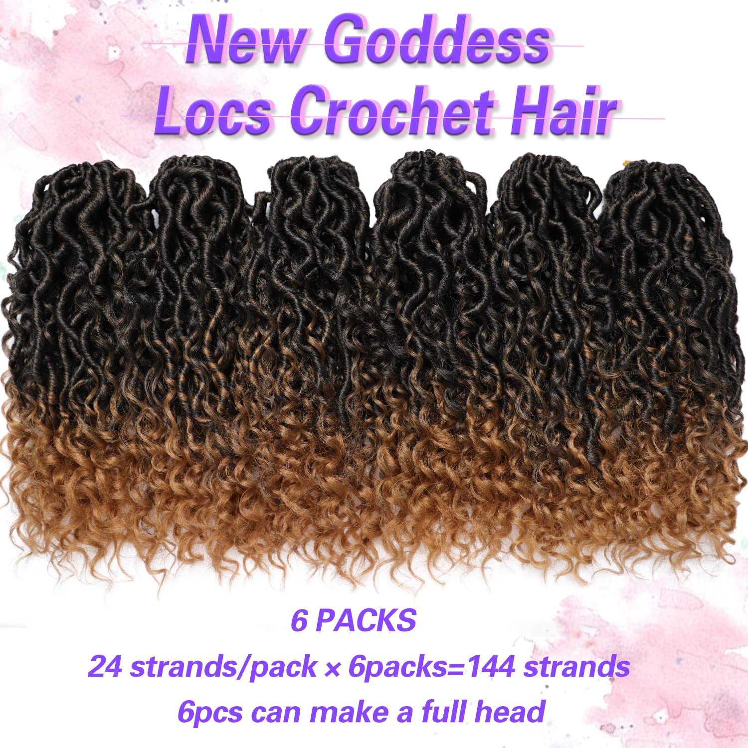Goddess Locs Crochet Hair 12Inch 6Packs Curly Faux Locs Crochet Hair River Locs Goddess Wavy Crochet With Short Curly Hair Bohem