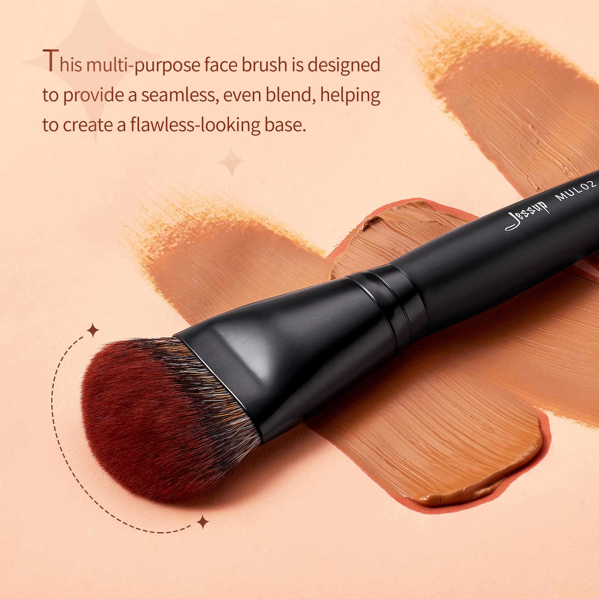 Jessup Foundation Brush For Liquid, Smooth Angled, Large Face Makeup Brush For Blending Liquid, Cream Mul02