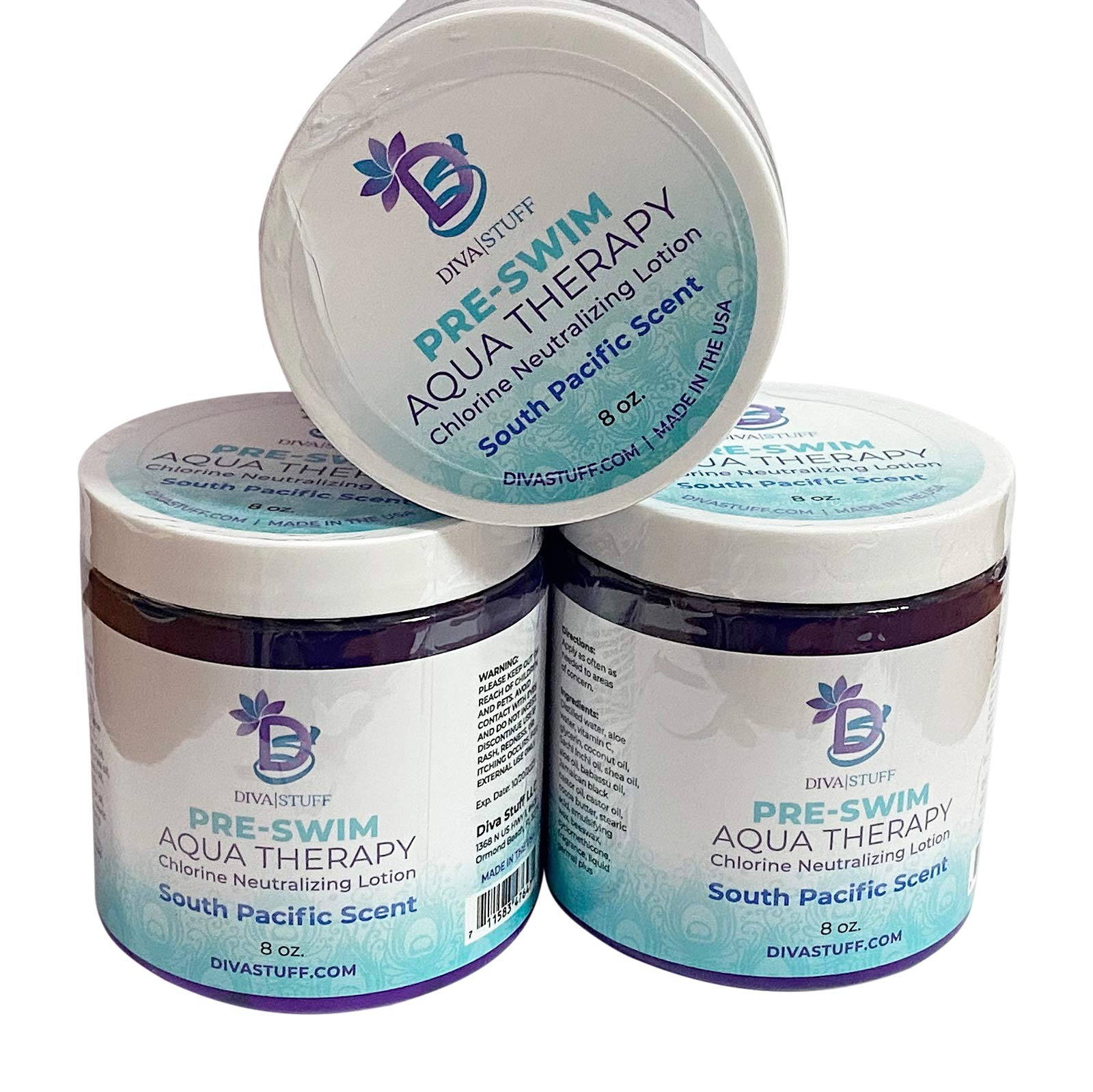 Diva Stuff Pre-Swim Aqua Therapy Chlorine Neutralizing Body Lotion, Protects Skin From Chlorine And Salt Water (South Pacific 3