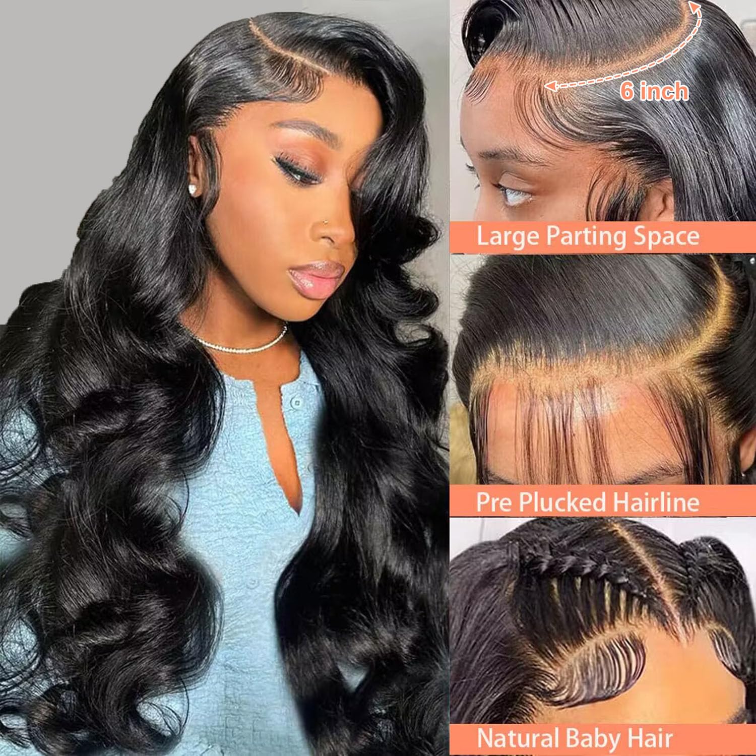 Hot Star 250% Density Lace Front Wigs Human Hair 13X6 Hd Transparent Lace Body Wave Human Hair Wigs For Black Women Glueless Wig