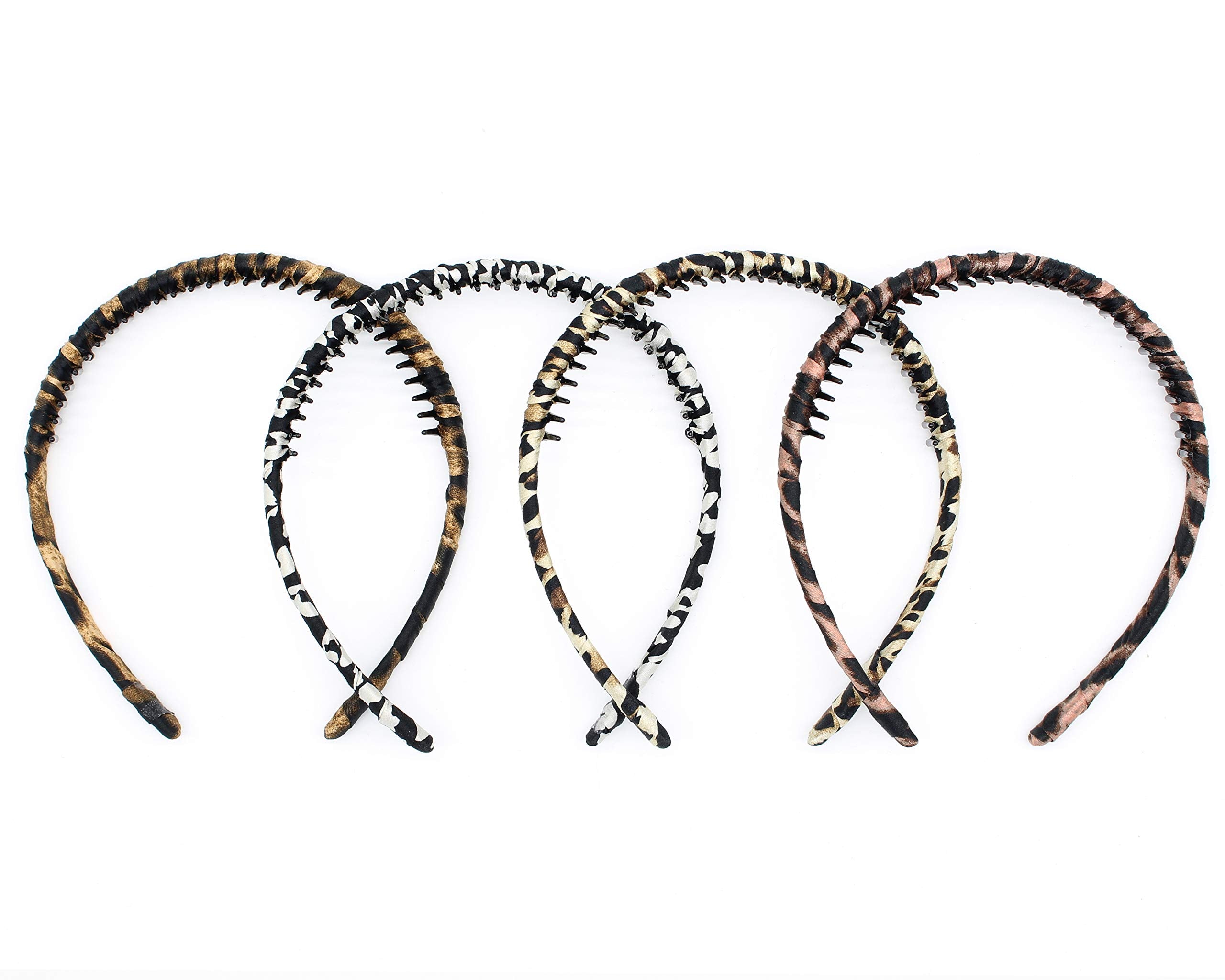 JOBAND Leopard Print hairbands,hair Headbands for women,Fashion Hair Accessories,Non-slip Resin comb teeth hair hoop ((Pack of 4