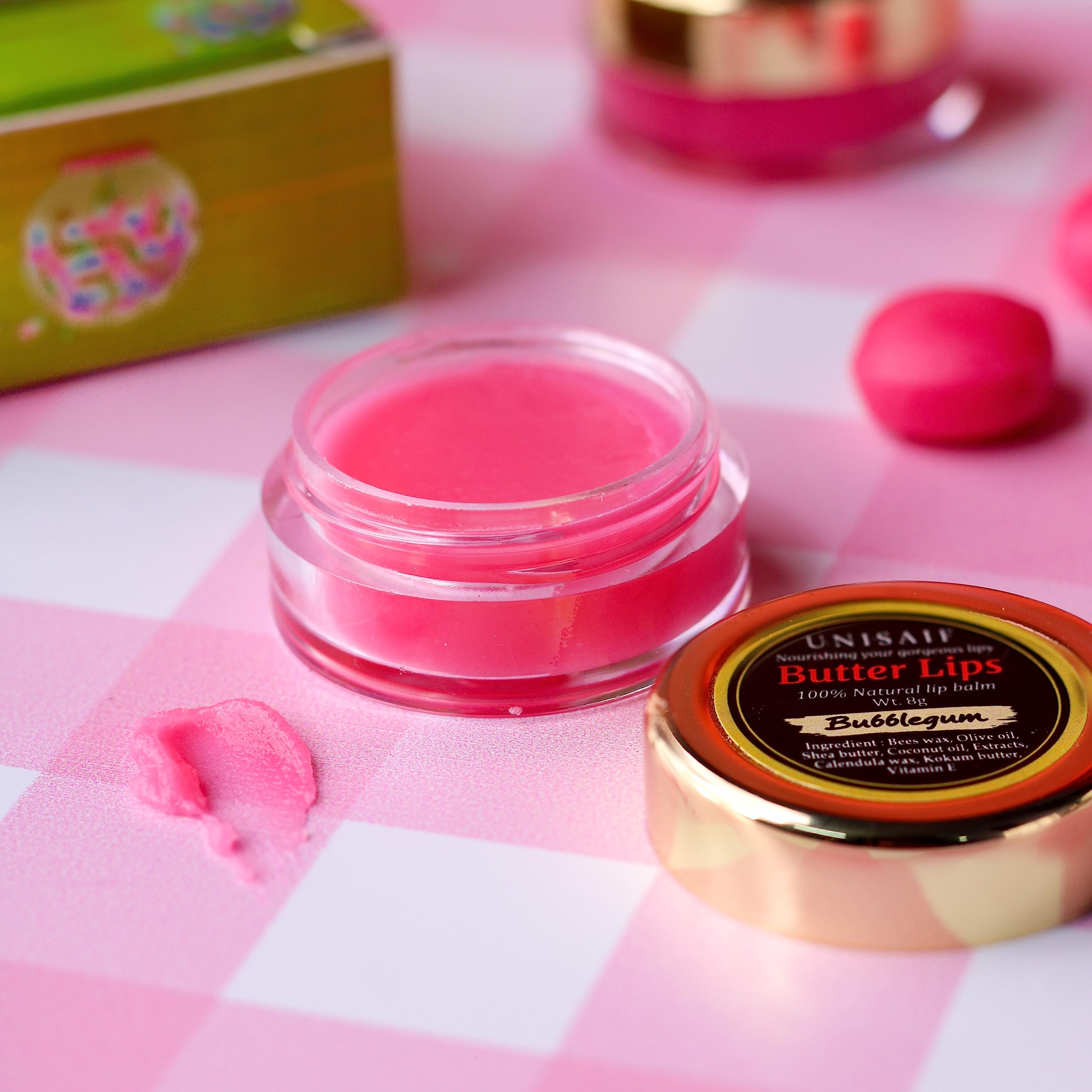 UNISAIF Bubble Gum Moisturizing Lip Balm - Organic Butter Lip Balm Lip Brightening for Dark Lips | Hydrating Lip Balm | Organic
