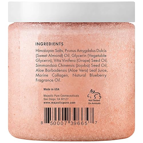 MAJESTIC PURE Himalayan Pink Salt Body Scrub with Collagen and Sweet Almond Oil | Exfoliating Body Scrub for Skin Care, Stretch