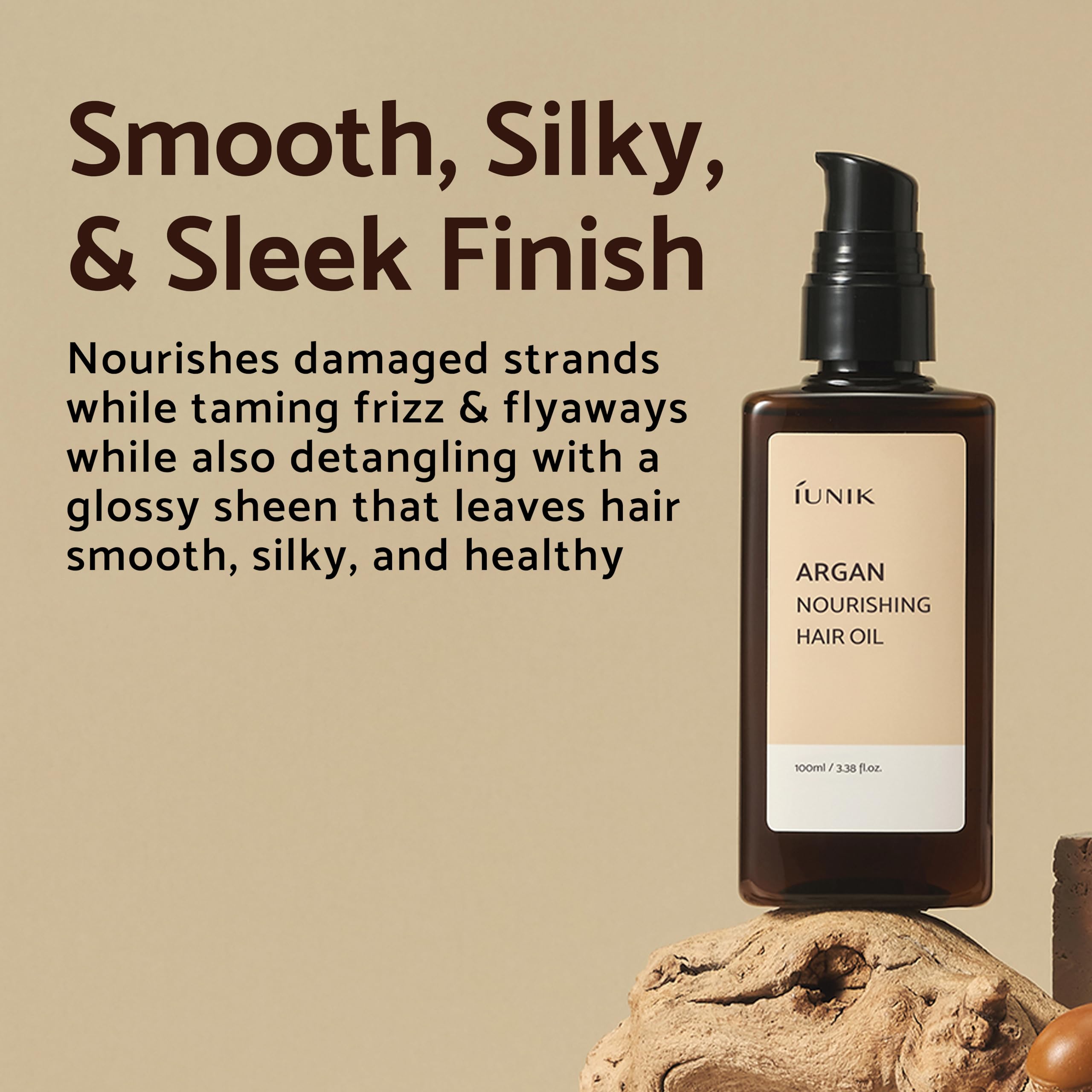 Iunik Argan 3.9% Hair Oil Serum Nourishing For Dry And Damaged Hair - Anti Frizz Lightweight Hair Treatment Deep Conditioner Mas