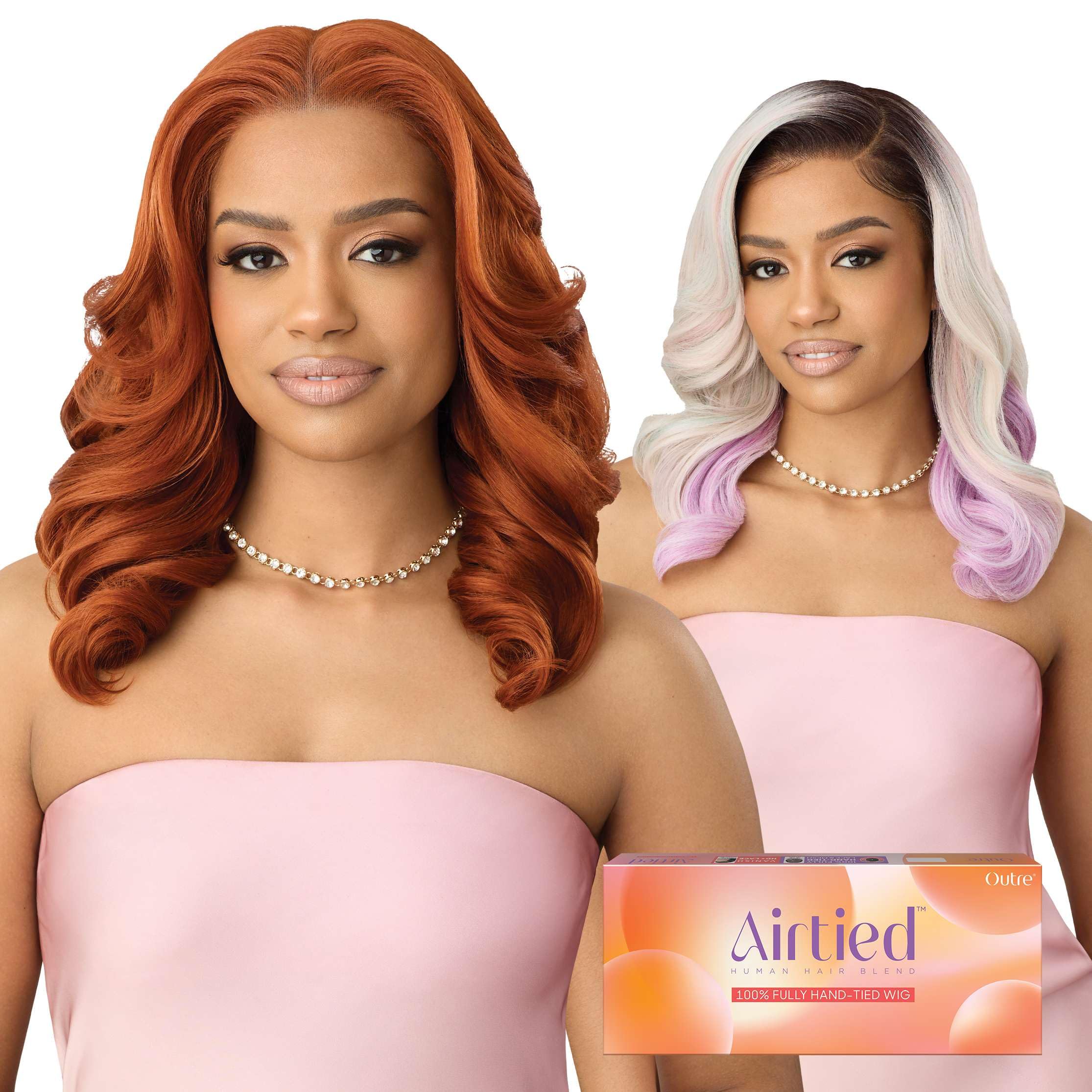 Outre Airtied 100% Fully Hand-Tied Wig - Human Hair Blend - Soft Curls 18    (DARK BROWN 2)