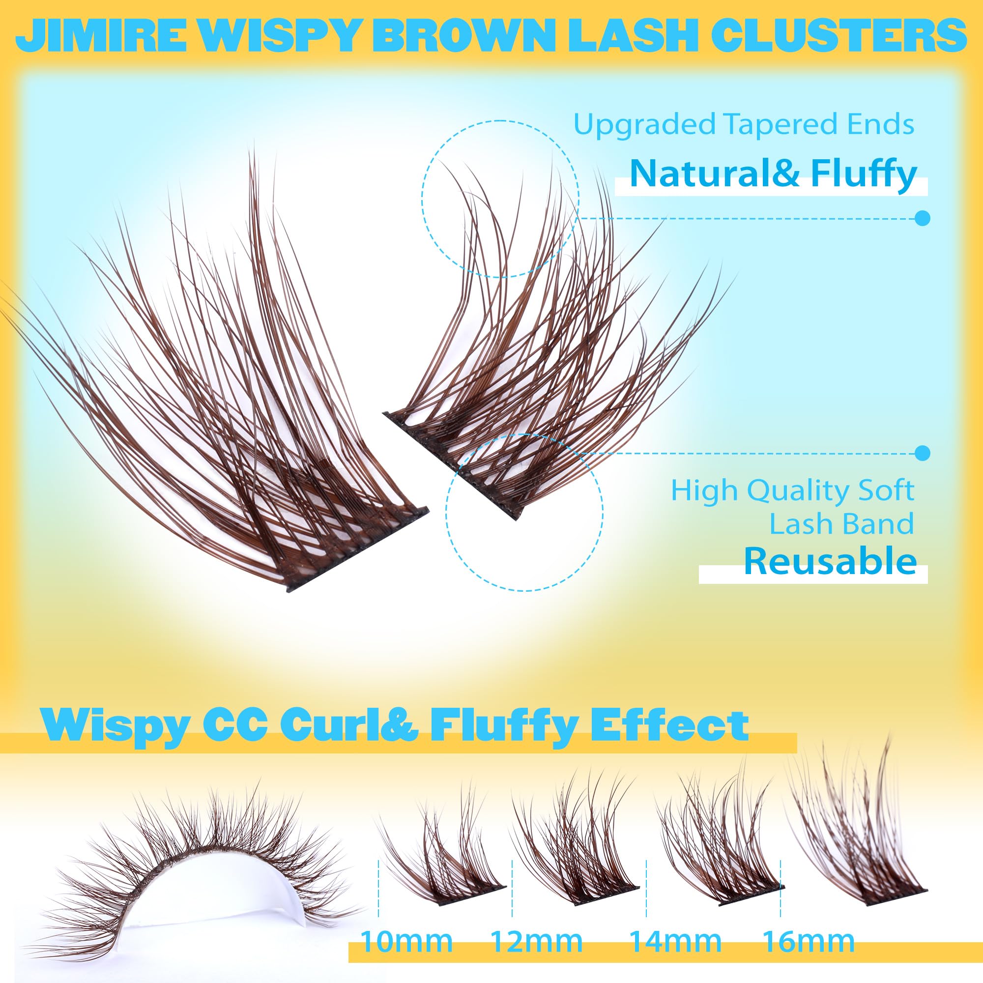 Jimire Manga Lash Clusters Natural Look Anime Japanese Eyelash Clusters 10-16Mm D Curl Cluster Eyelash Extensions Cute Individua